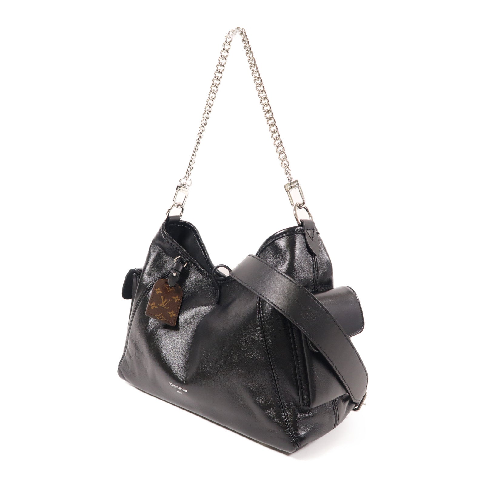 LOUIS VUITTON 羊皮皮革Carry All Vibe PM銀扣手挽肩背兩用袋