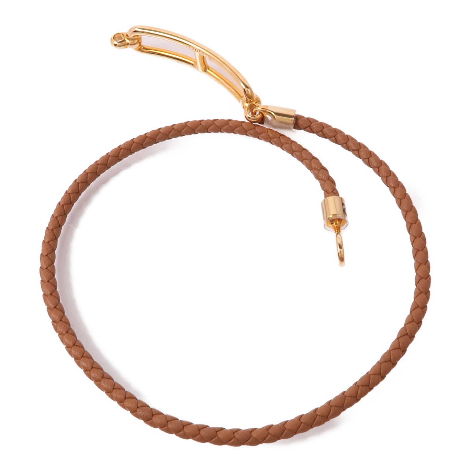 HERMES Swift皮革Roulis Double Tour Bracelet金扣手鐲Gold