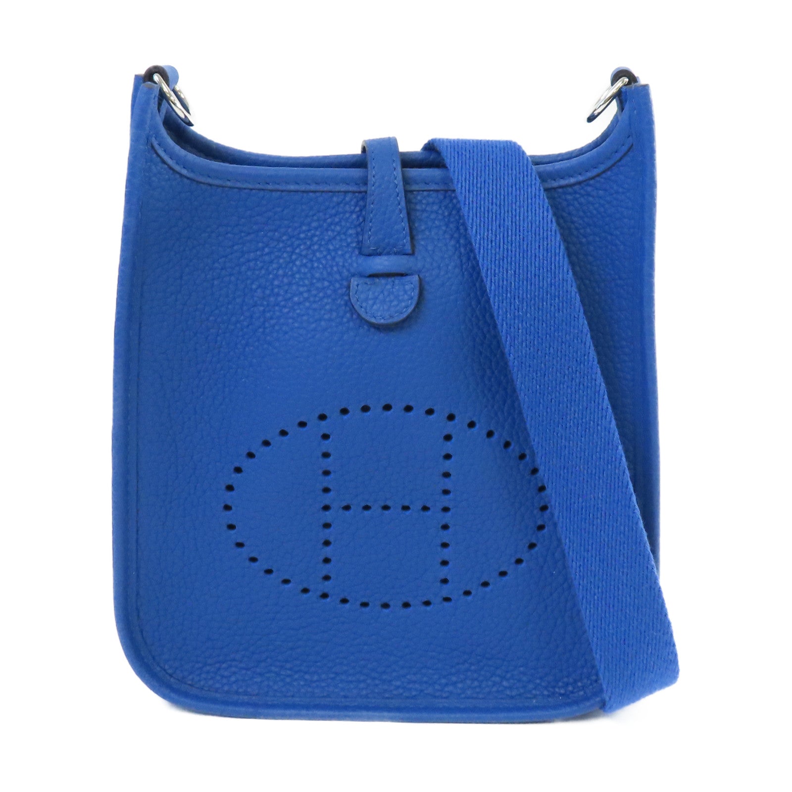 HERMES **【激減優惠】Clemence皮革Evelyne TPM Shoulder Bag銀扣肩背袋71 Frances Blue/法國藍色