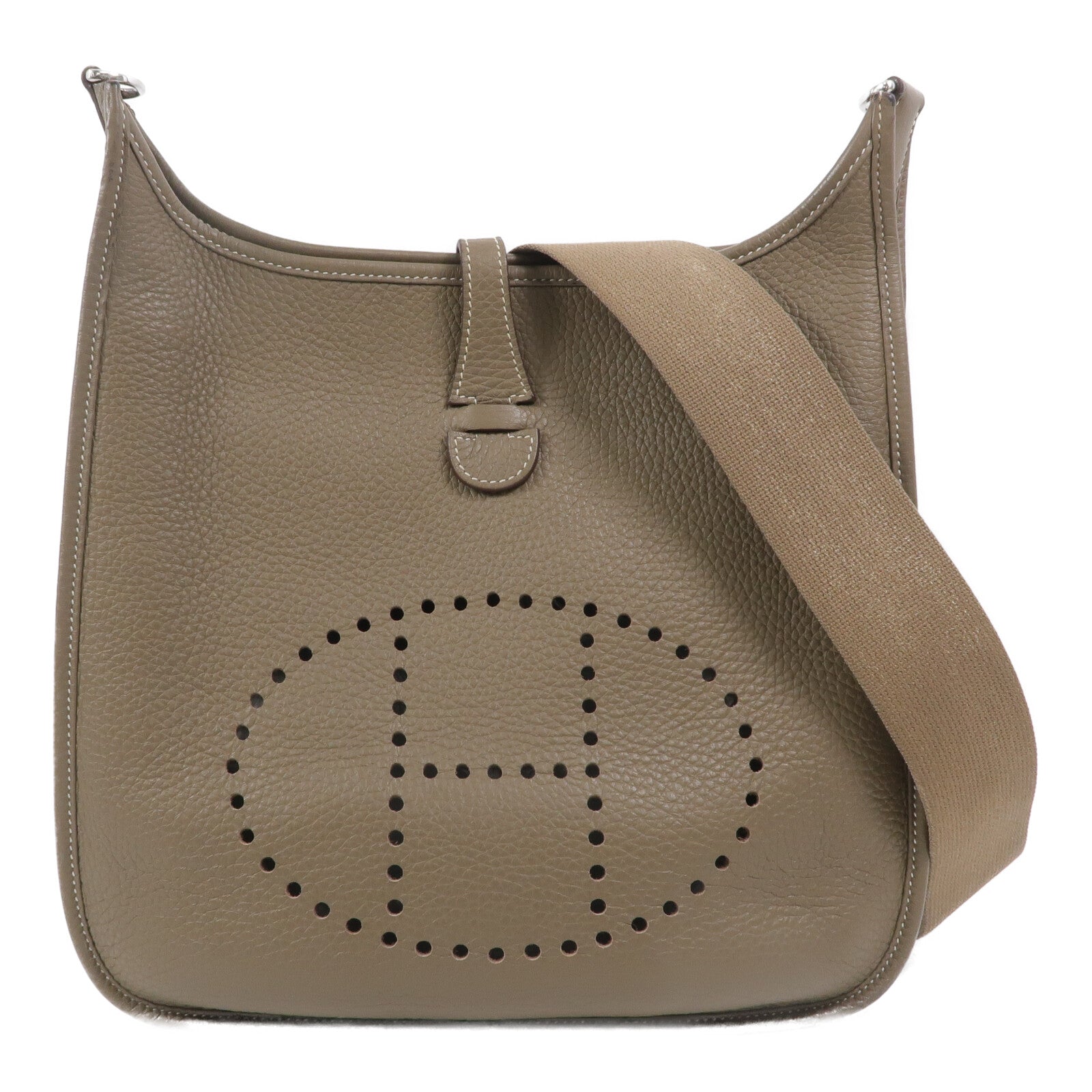 HERMES Clemence皮革Evelyne PM肩背袋Etoupe
