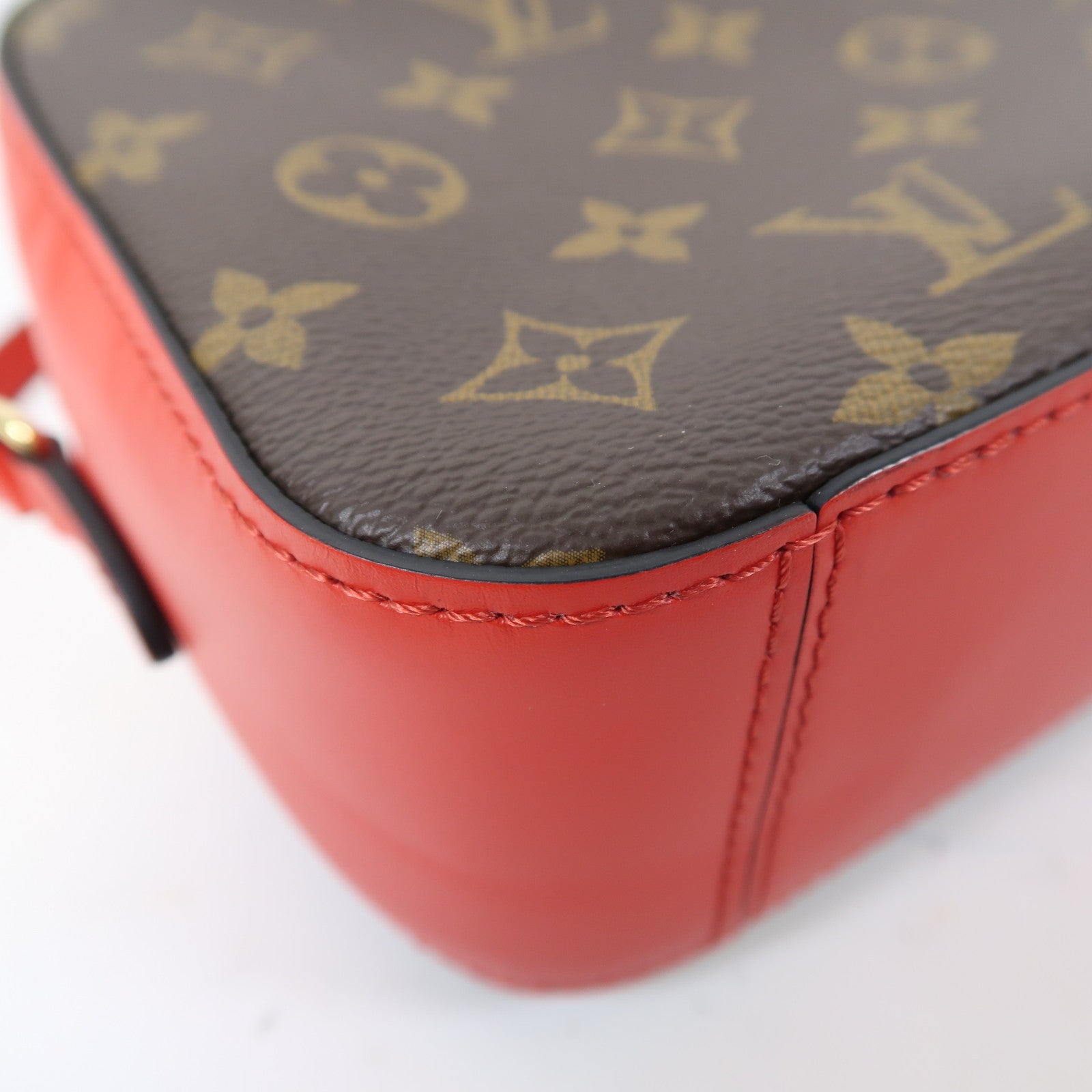 LOUIS VUITTON Monogram Saintonge金扣肩背袋啡色/紅色