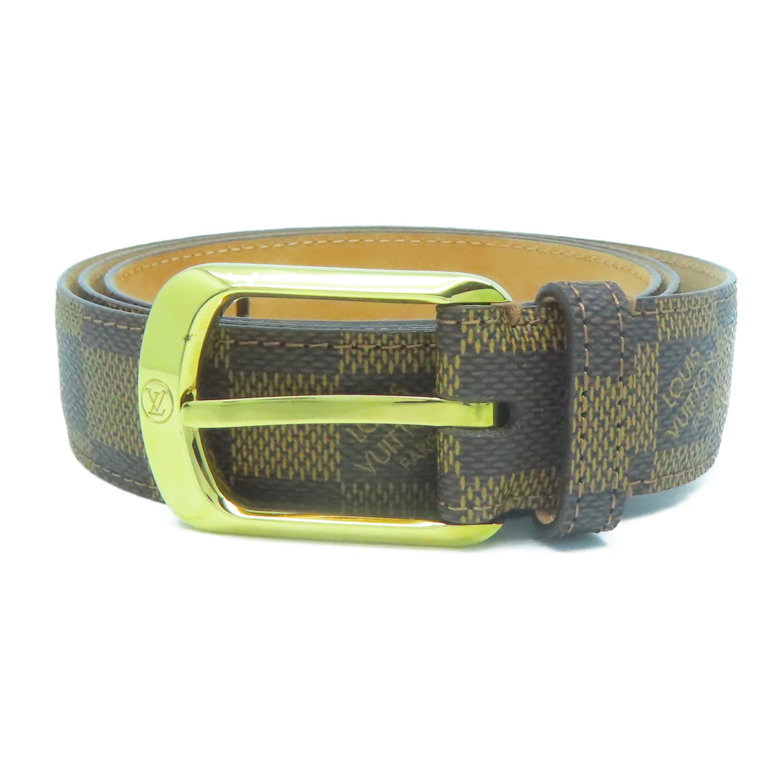 LOUIS VUITTON 【激減優惠】Damier Belt金扣皮帶啡色