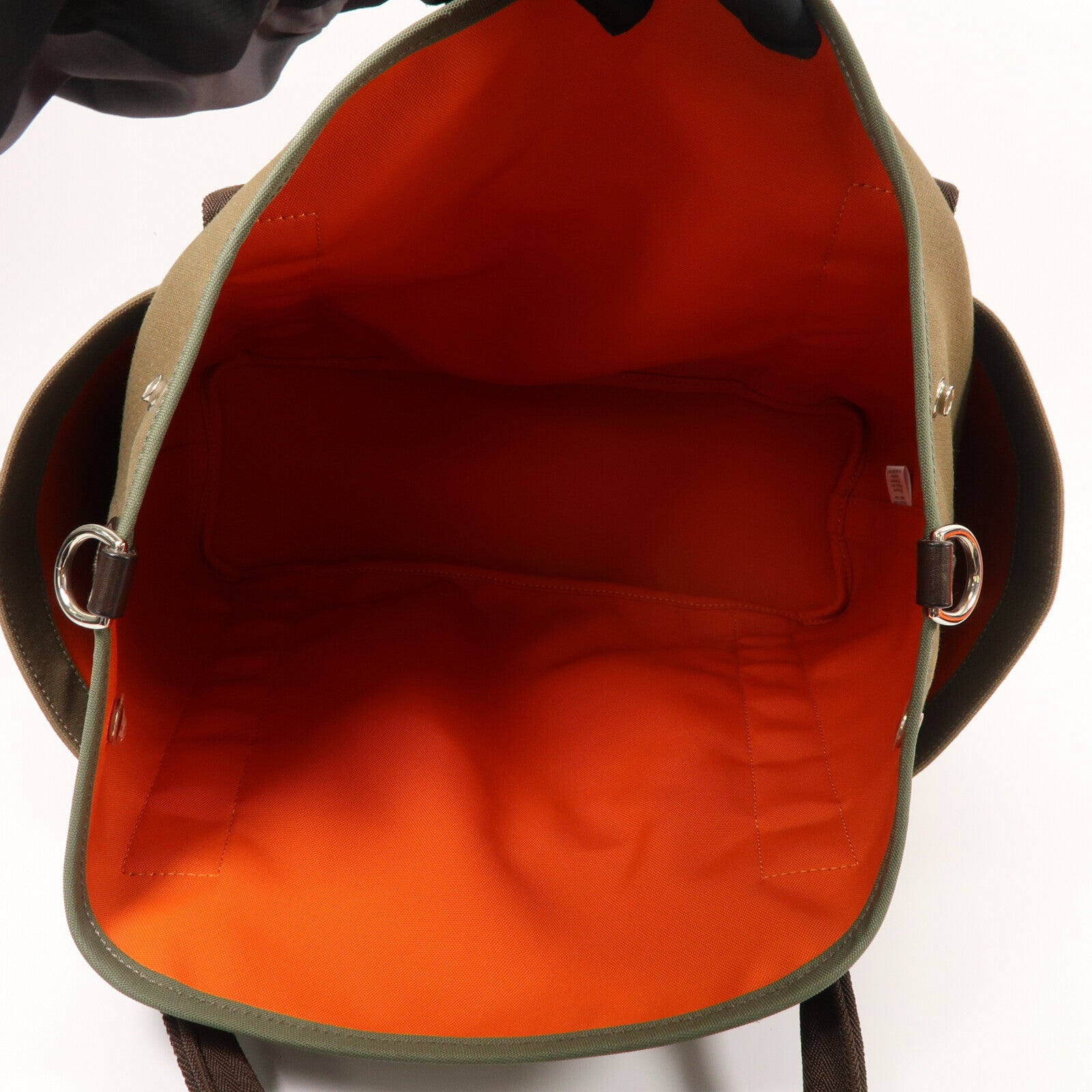 HERMES 帆布The Grooming Bag手挽肩背兩用袋Kaki/Feu