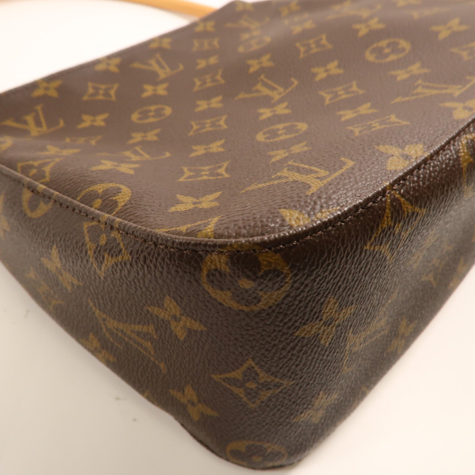 LOUIS VUITTON Monogram Looping MM金扣肩背袋棕色