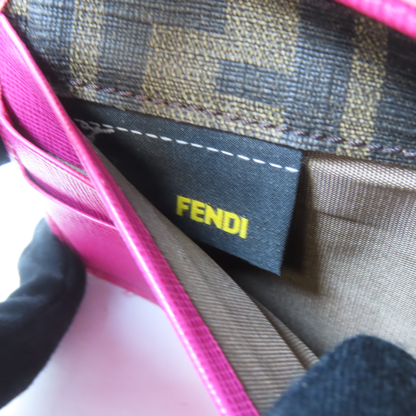 FENDI 【激減優惠】塗層帆布Long Wallet金扣長錢包啡色/粉紅色