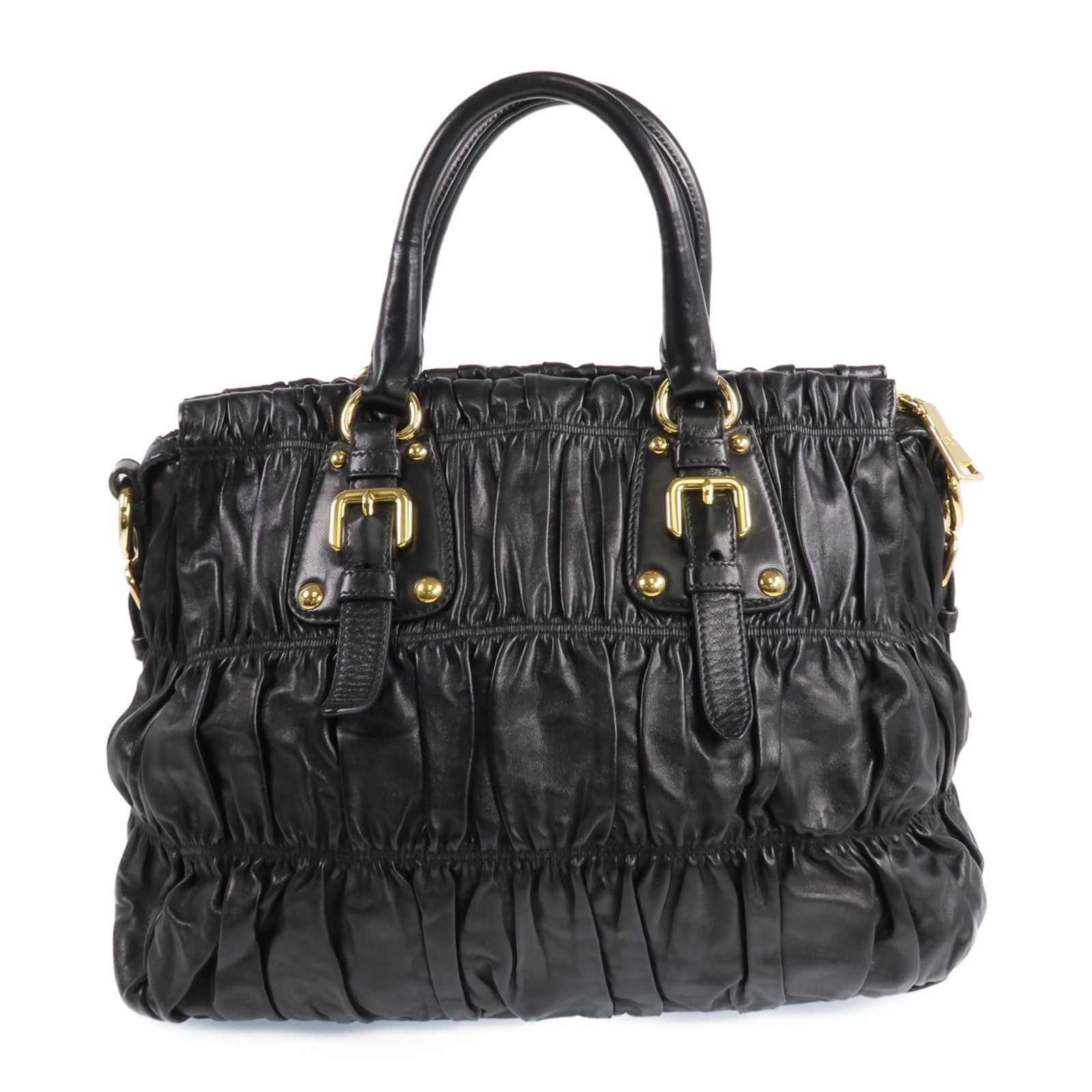 PRADA 羊皮皮革2 Way Shoulder金扣手挽肩背兩用袋