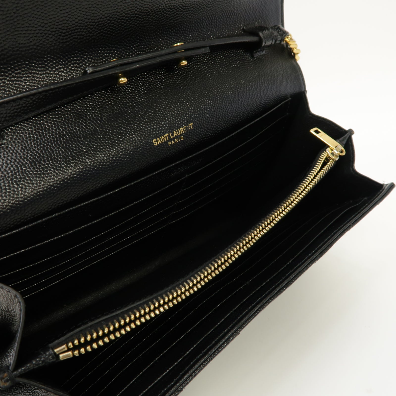 SAINT LAURENT 斜紋牛皮皮革Chain Shoulder Bag金扣肩背袋黑色