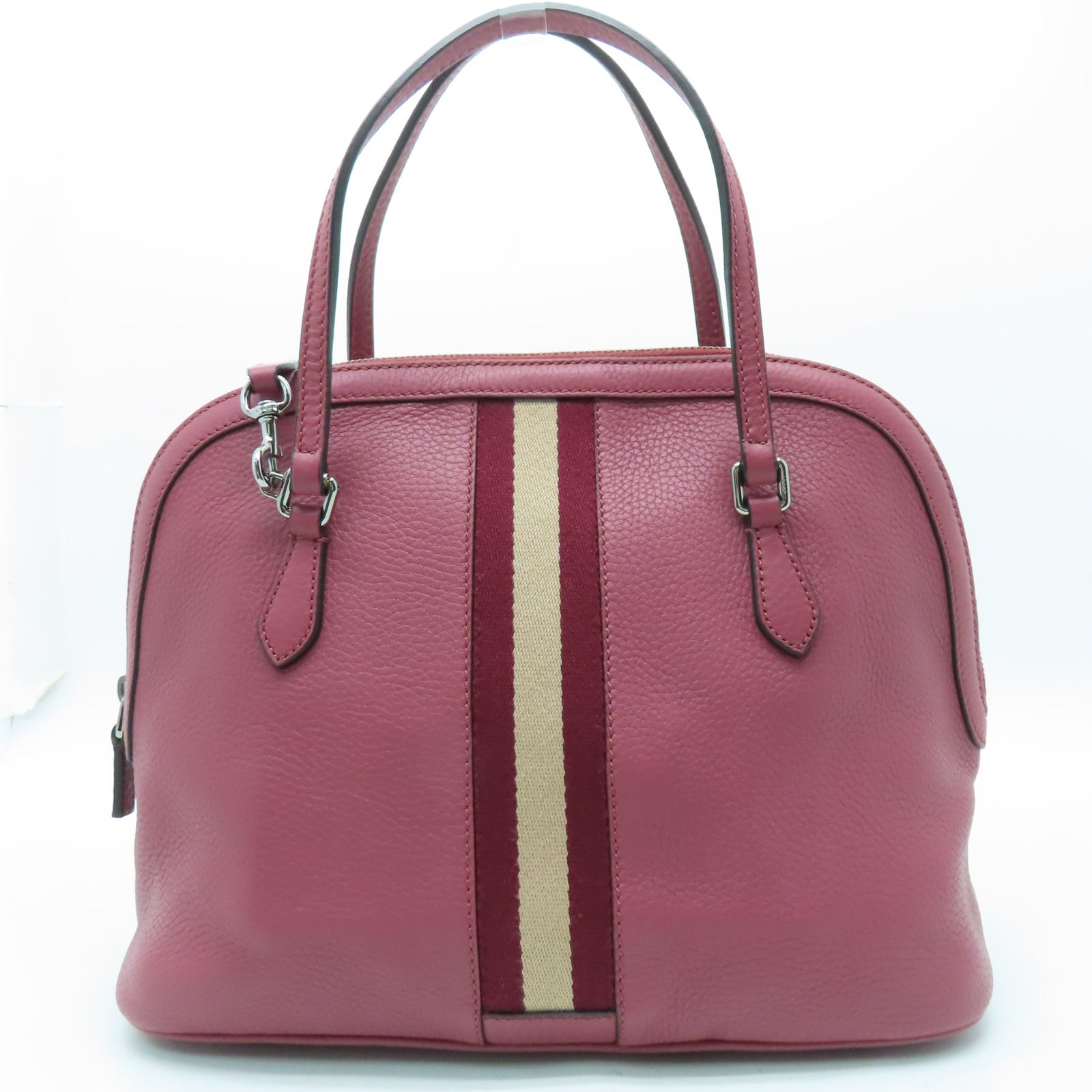GUCCI 【清倉大減價】牛皮皮革2 Way Shoulder銀扣手挽肩背兩用袋粉紅色