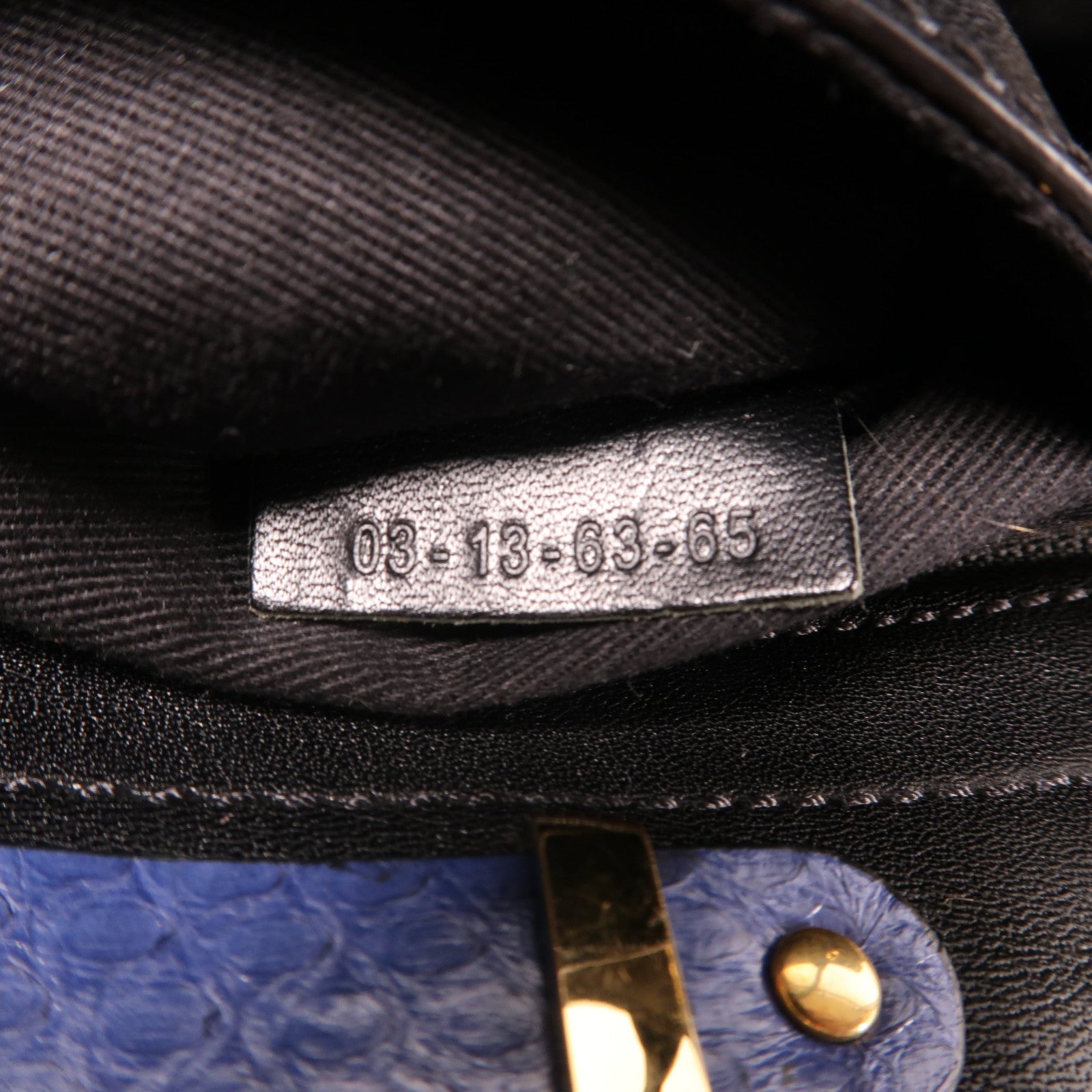 Chloe 牛皮皮革/蛇皮皮革Shoulder Bag金扣手挽肩背兩用袋藍色