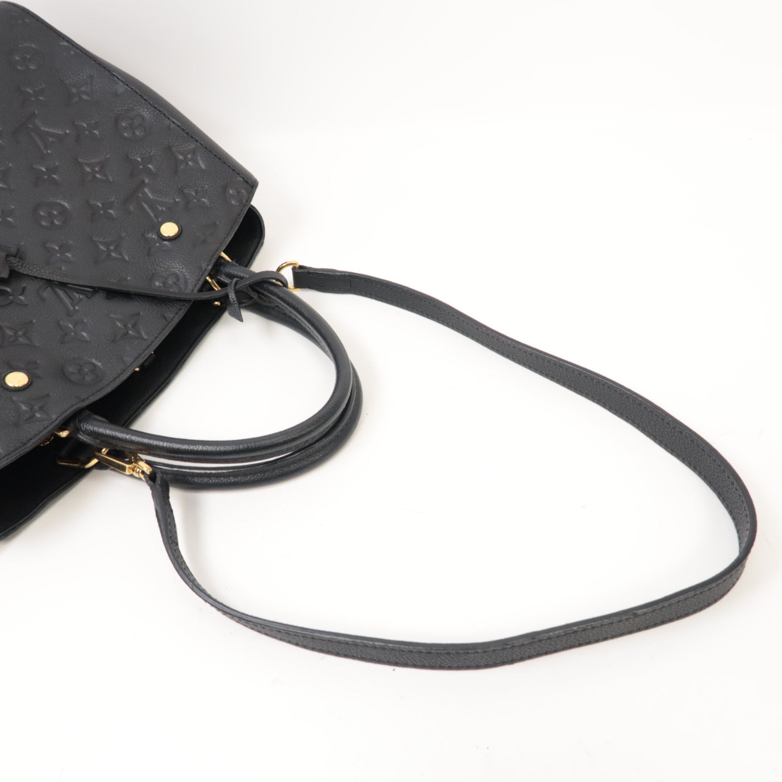 LOUIS VUITTON Monogram Empreinte Montaigne MM手挽肩背兩用袋黑色