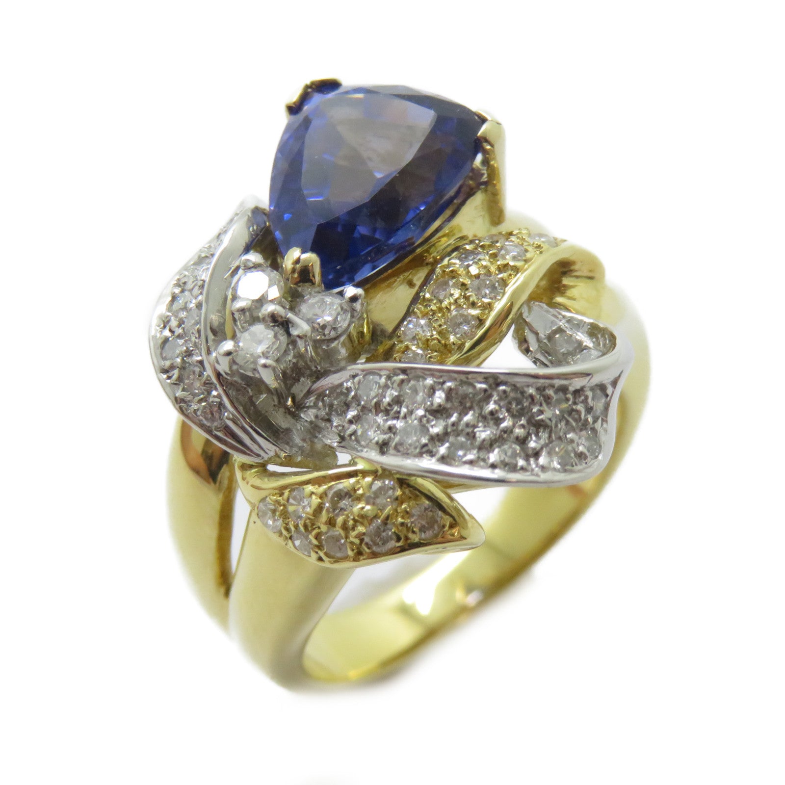 JEWELRY 【激減優惠】18K黃金/PT900鉑金Tanzanite Ring 2.76ct坦桑石/0.45ct鑽石戒指US#6