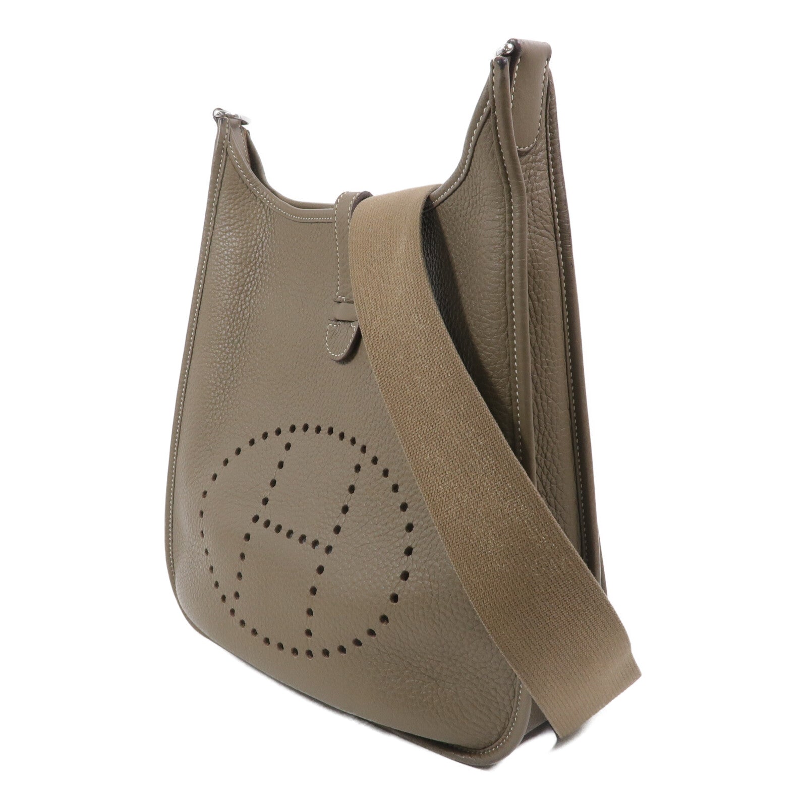 HERMES Clemence皮革Evelyne PM肩背袋Etoupe