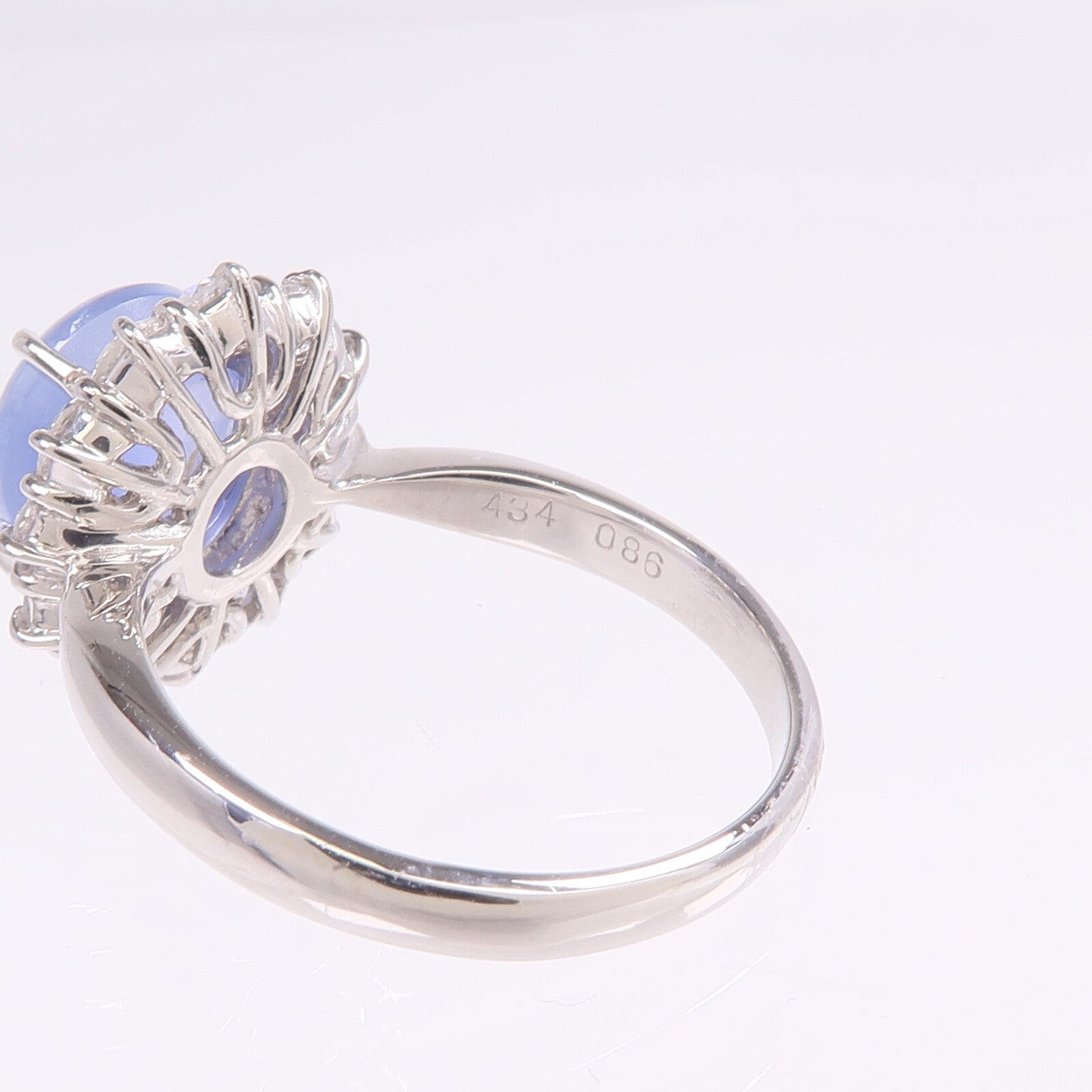 JEWELRY PT900鉑金Sapphire Diamond Ring藍寶石/鑽石戒指US#7.25