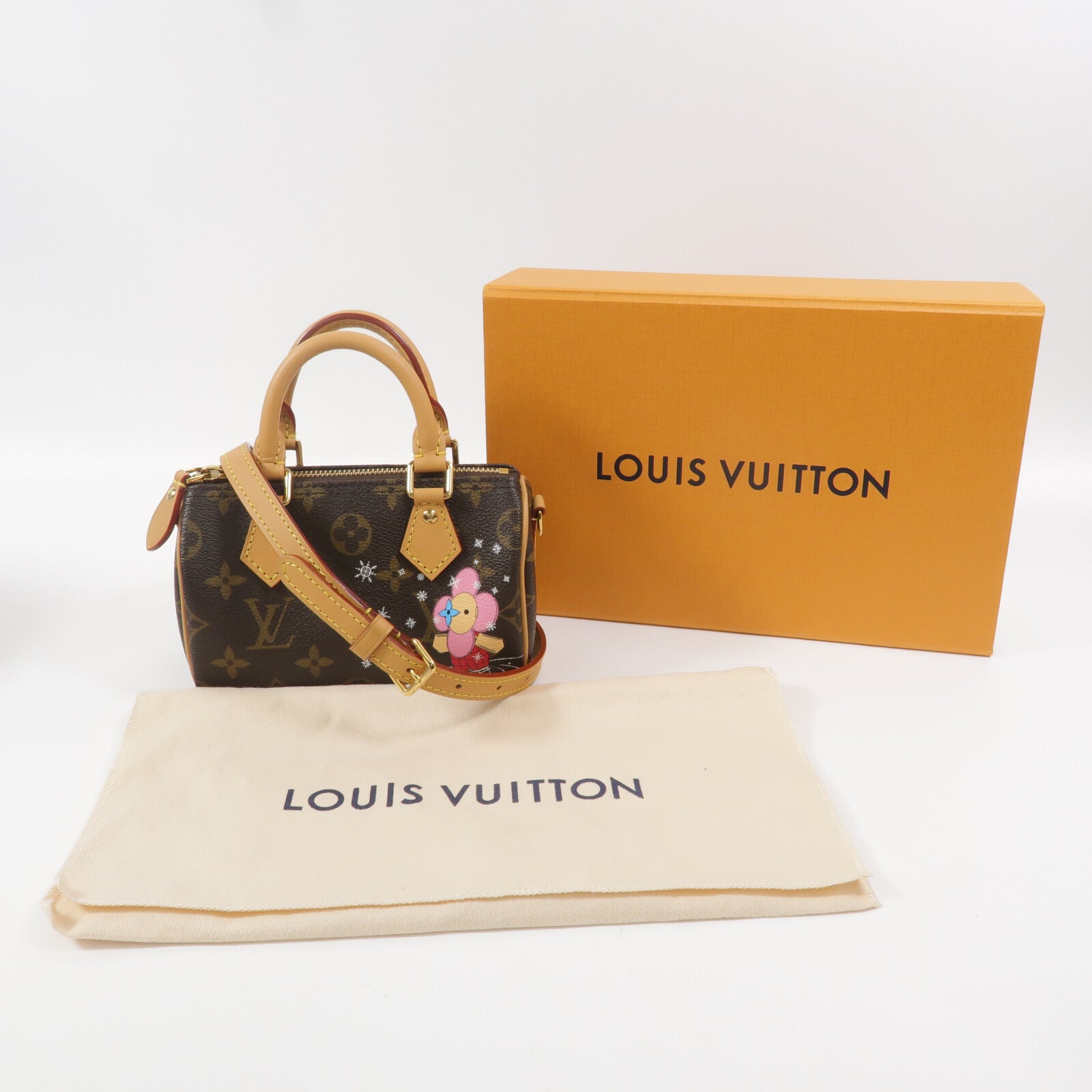 LOUIS VUITTON Monogram Vivienne Nano Speedy金扣手挽肩背兩用袋