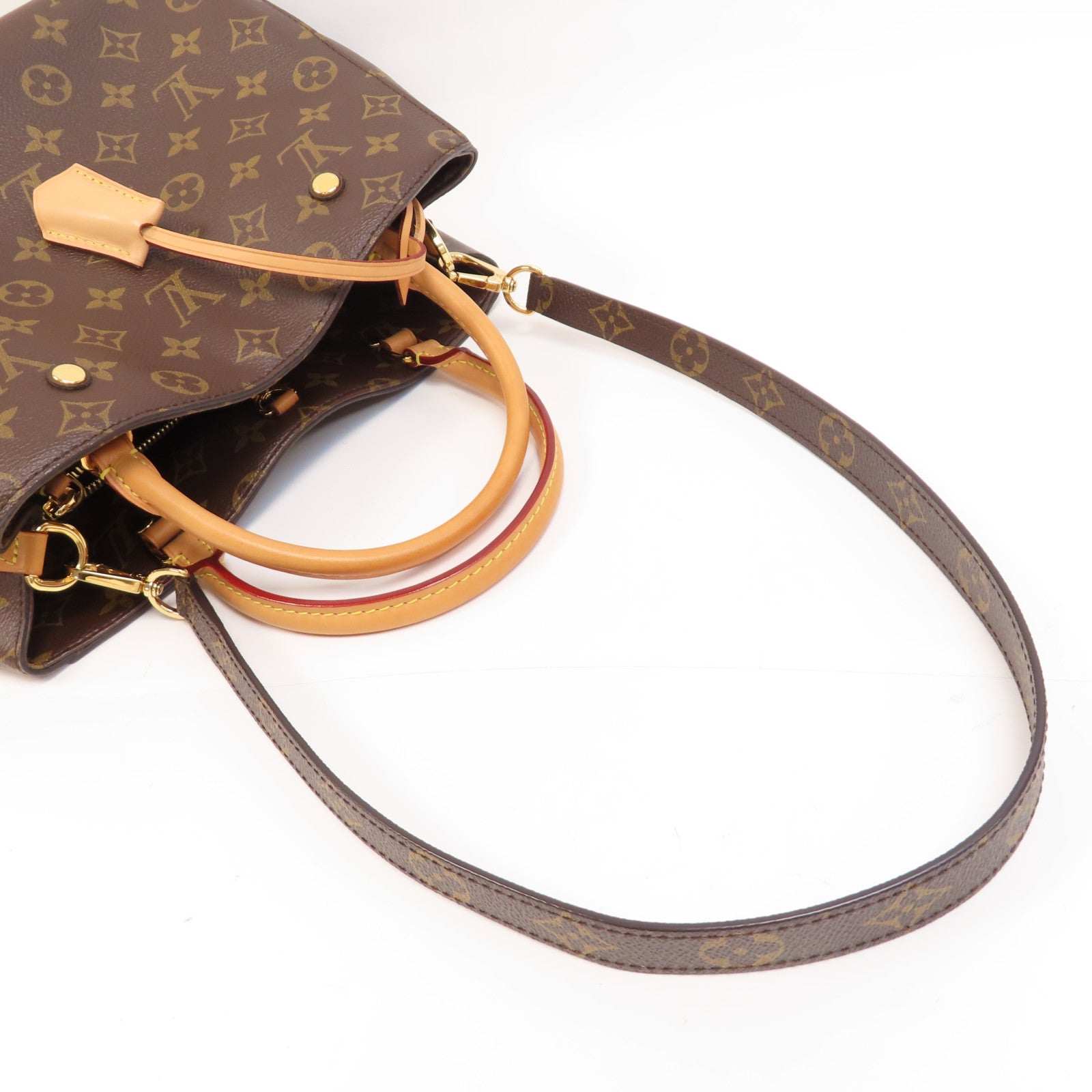 LOUIS VUITTON Monogram Montaigne MM金扣手挽肩背兩用袋啡色