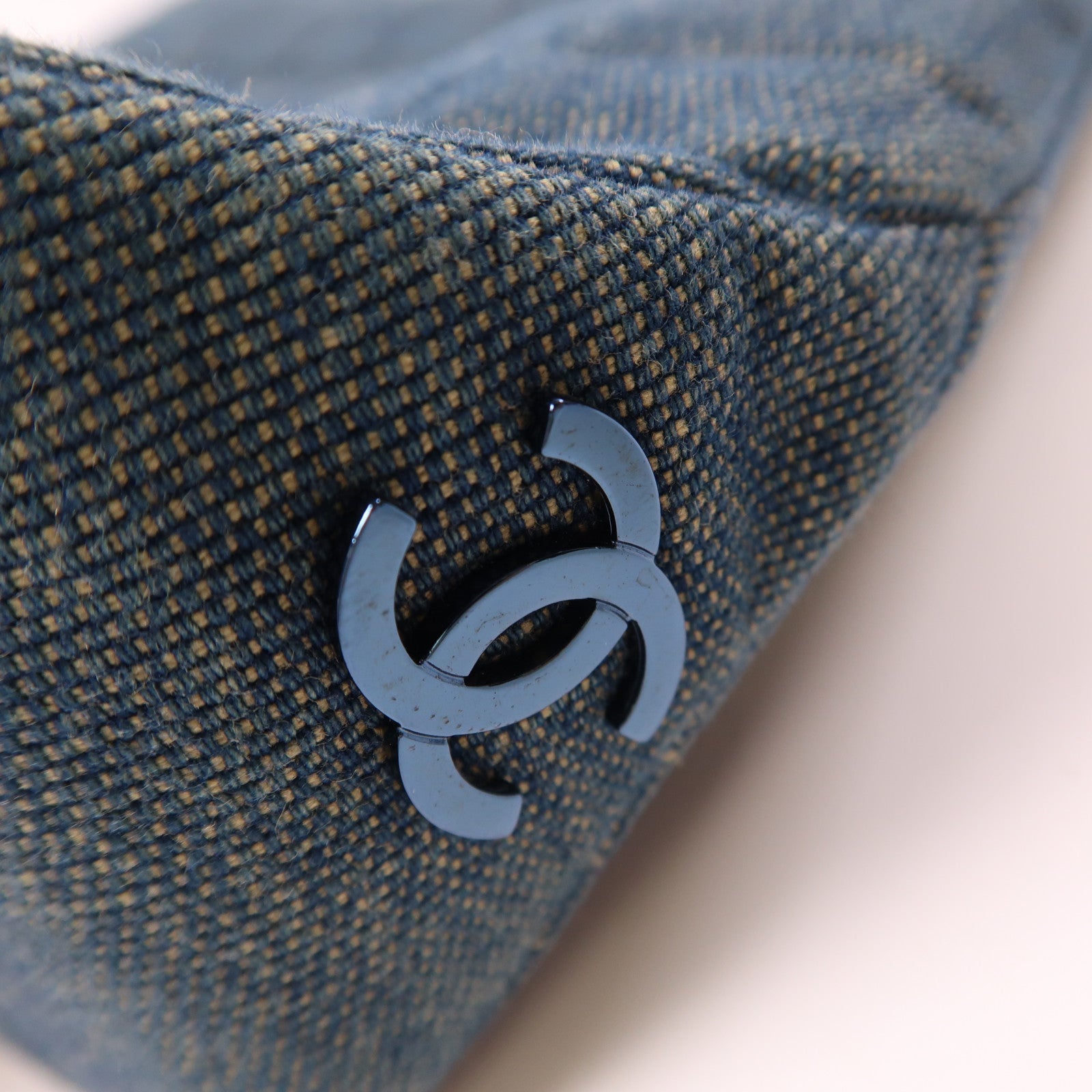 CHANEL CC Tote Bag Denim Blue