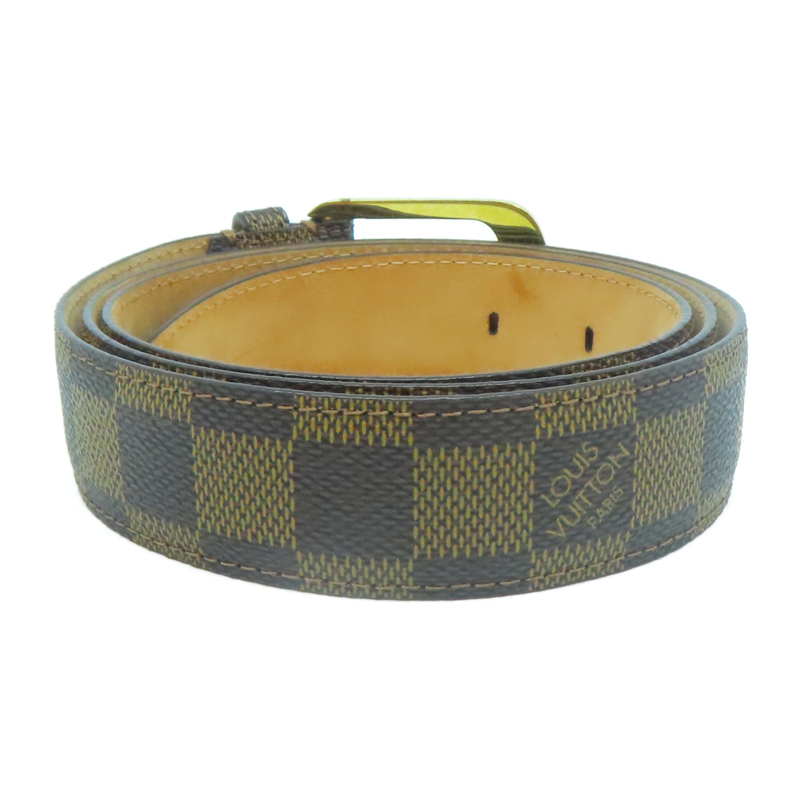 LOUIS VUITTON 【激減優惠】Damier Belt金扣皮帶啡色