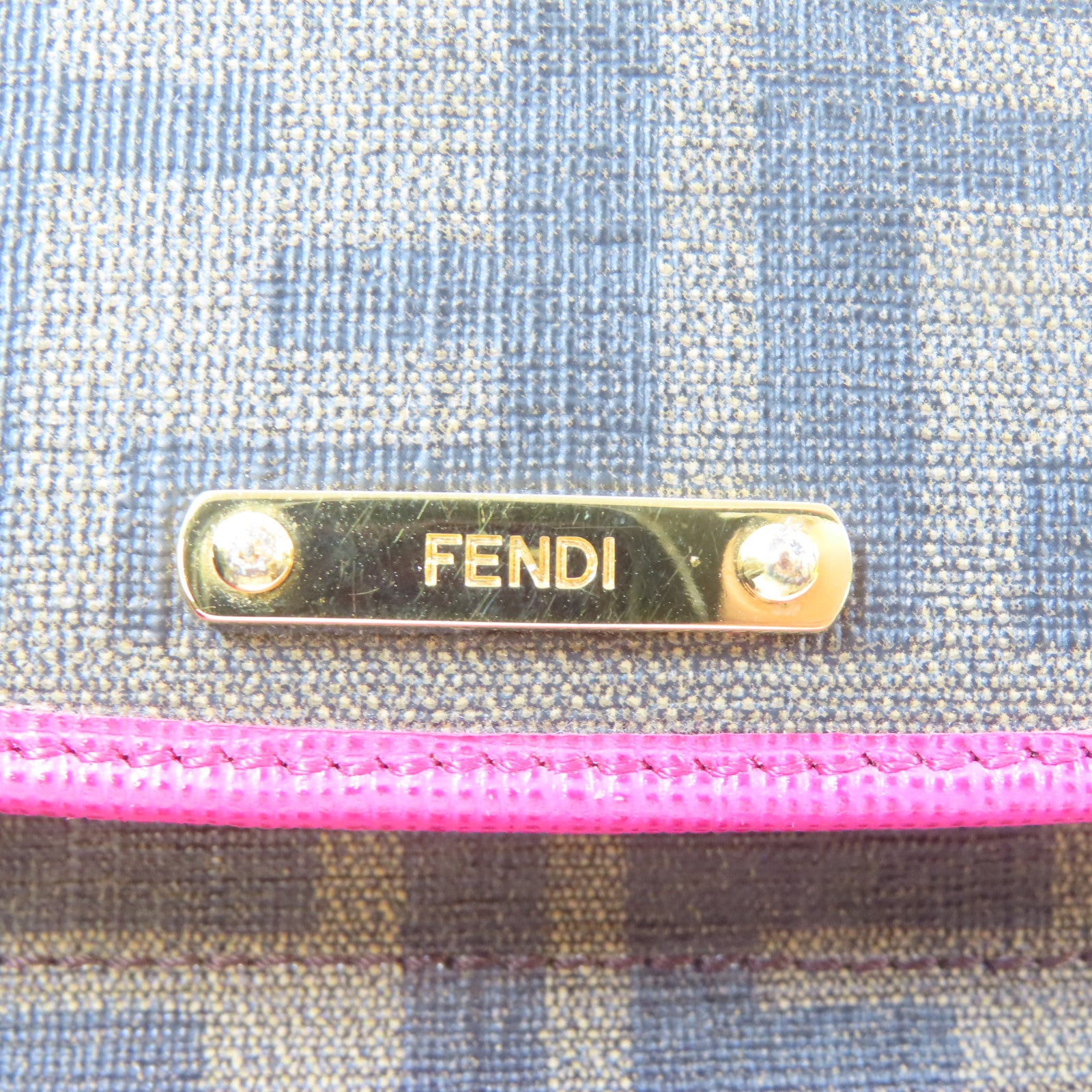 FENDI 【激減優惠】塗層帆布Long Wallet金扣長錢包啡色/粉紅色