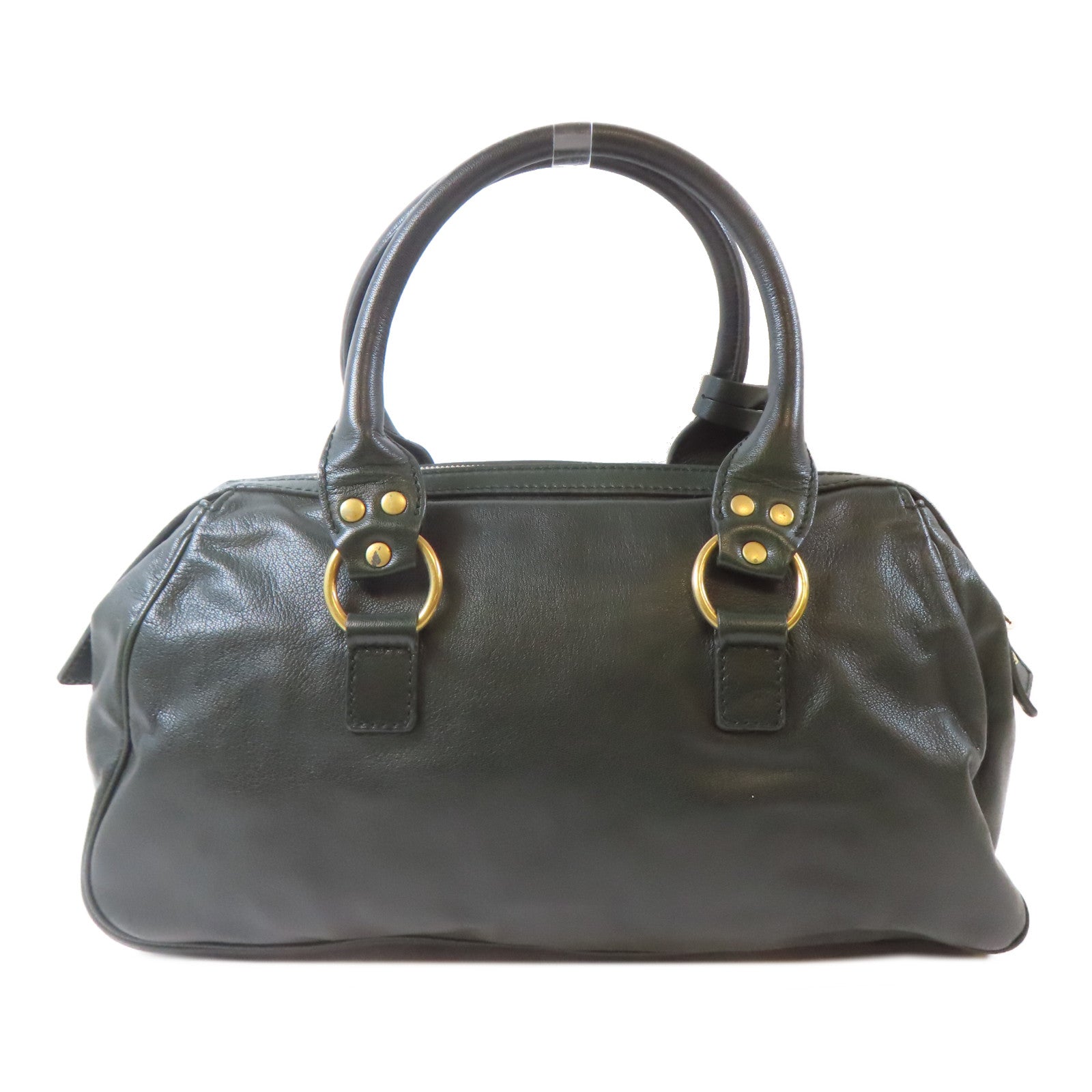YVES SAINT LAURENT 【激減優惠】牛皮皮革Handbag金扣手挽袋深綠色