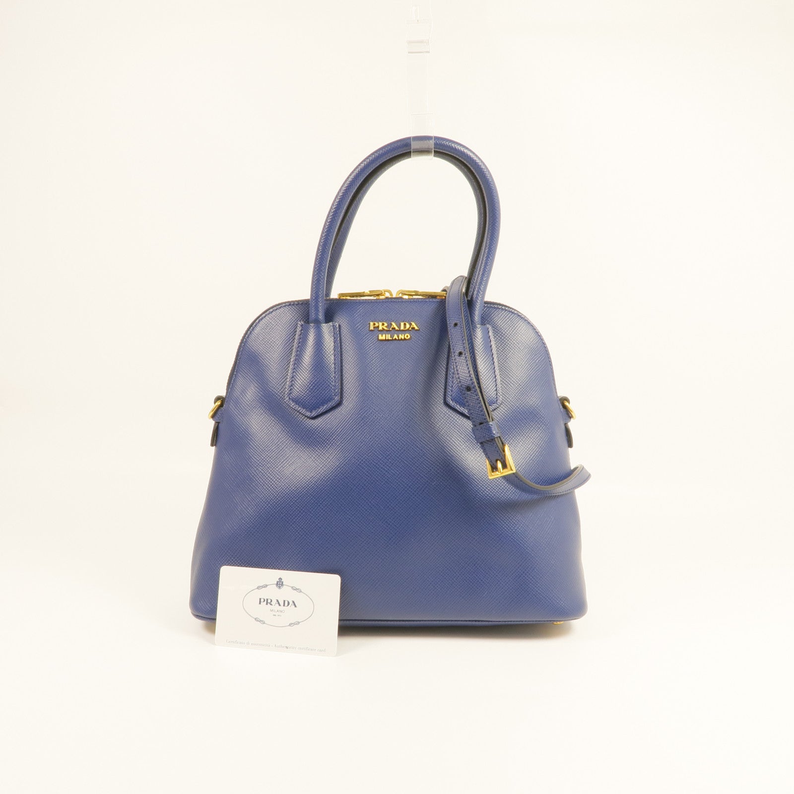 PRADA Saffiano皮革Lux Dome Bag金扣手挽肩背兩用袋