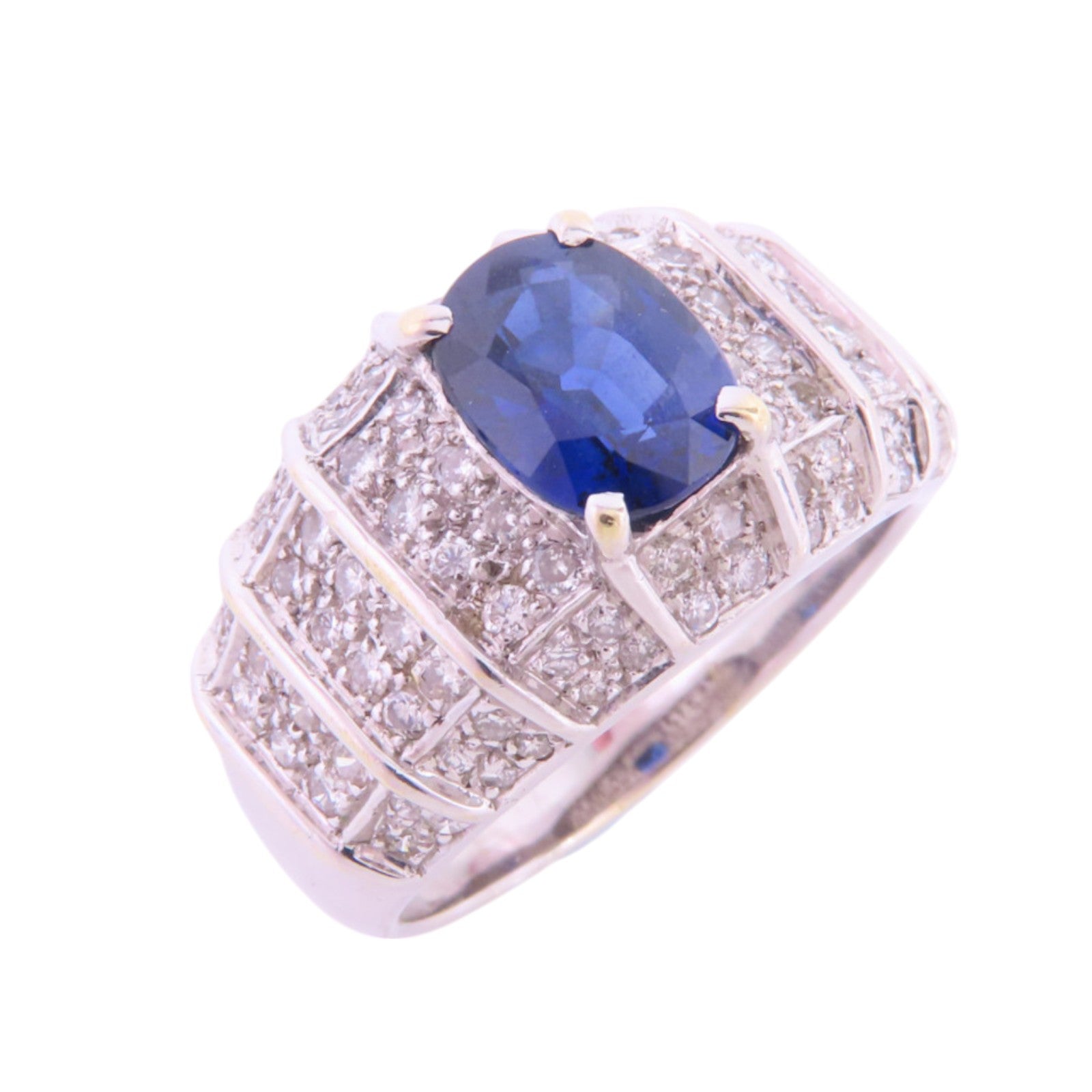 JEWELRY 【激減優惠】18K白金/藍寶石/鑽石Sapphire Diamond Ring戒指US#6.5