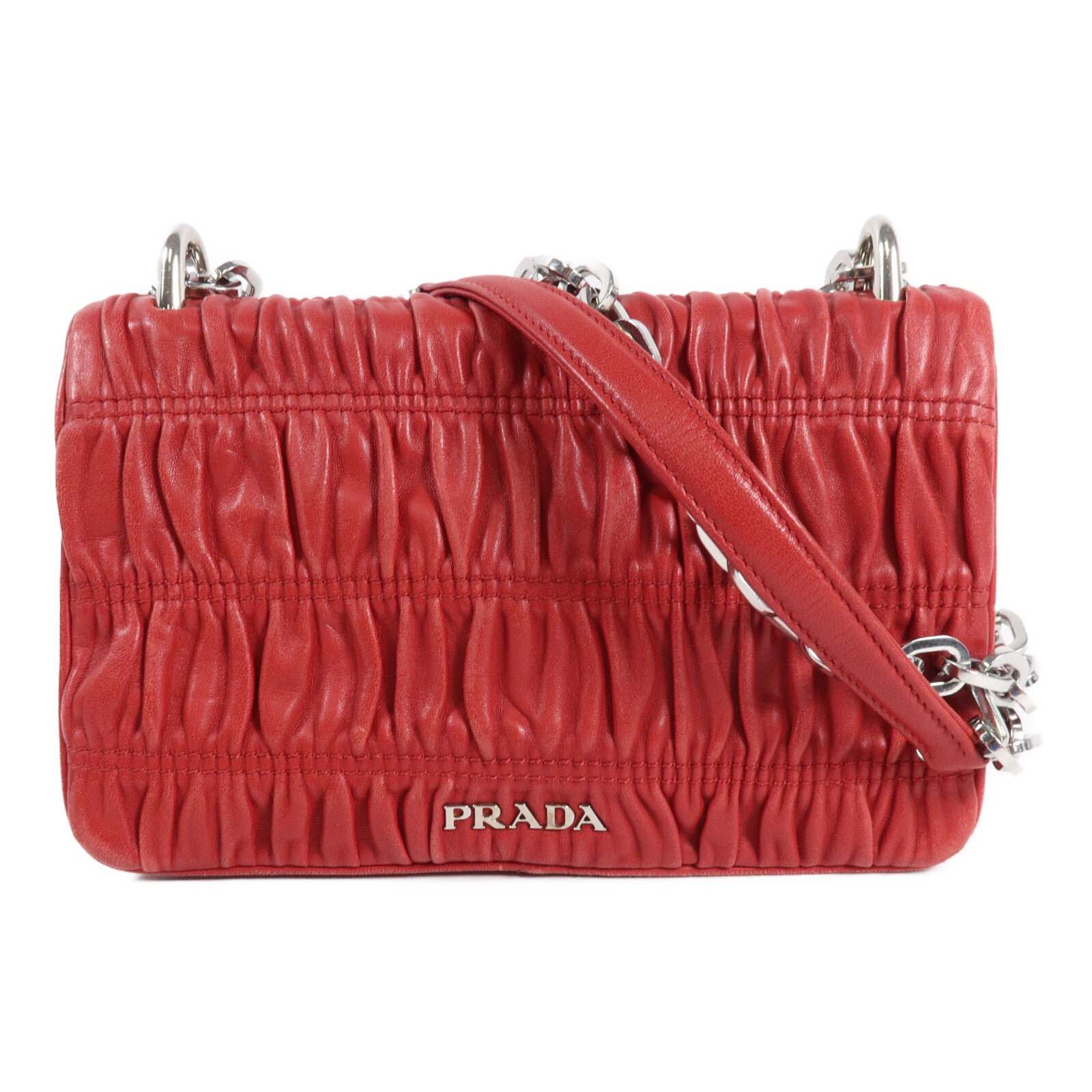 PRADA 羊皮皮革Chain Shoulder鏈帶手挽袋
