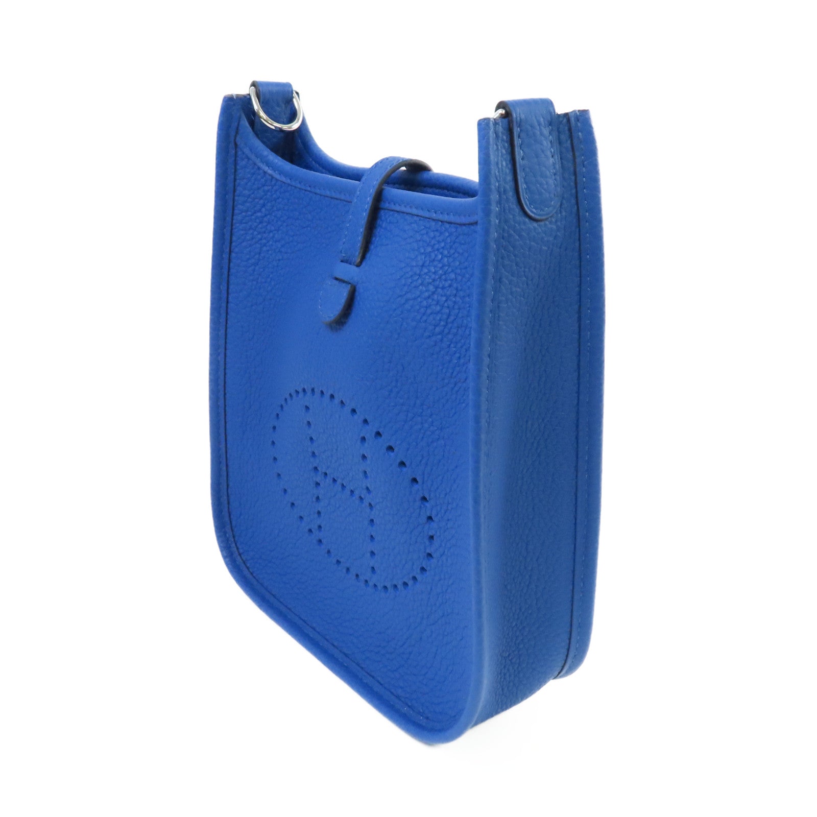 HERMES **【激減優惠】Clemence皮革Evelyne TPM Shoulder Bag銀扣肩背袋71 Frances Blue/法國藍色