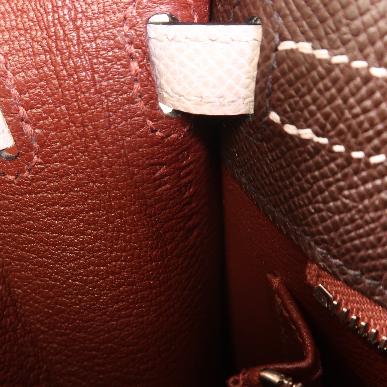 HERMES Epsom皮革Kelly 25銀扣手挽肩背兩用袋Rouge Sellier/Mauve Pale/Noir