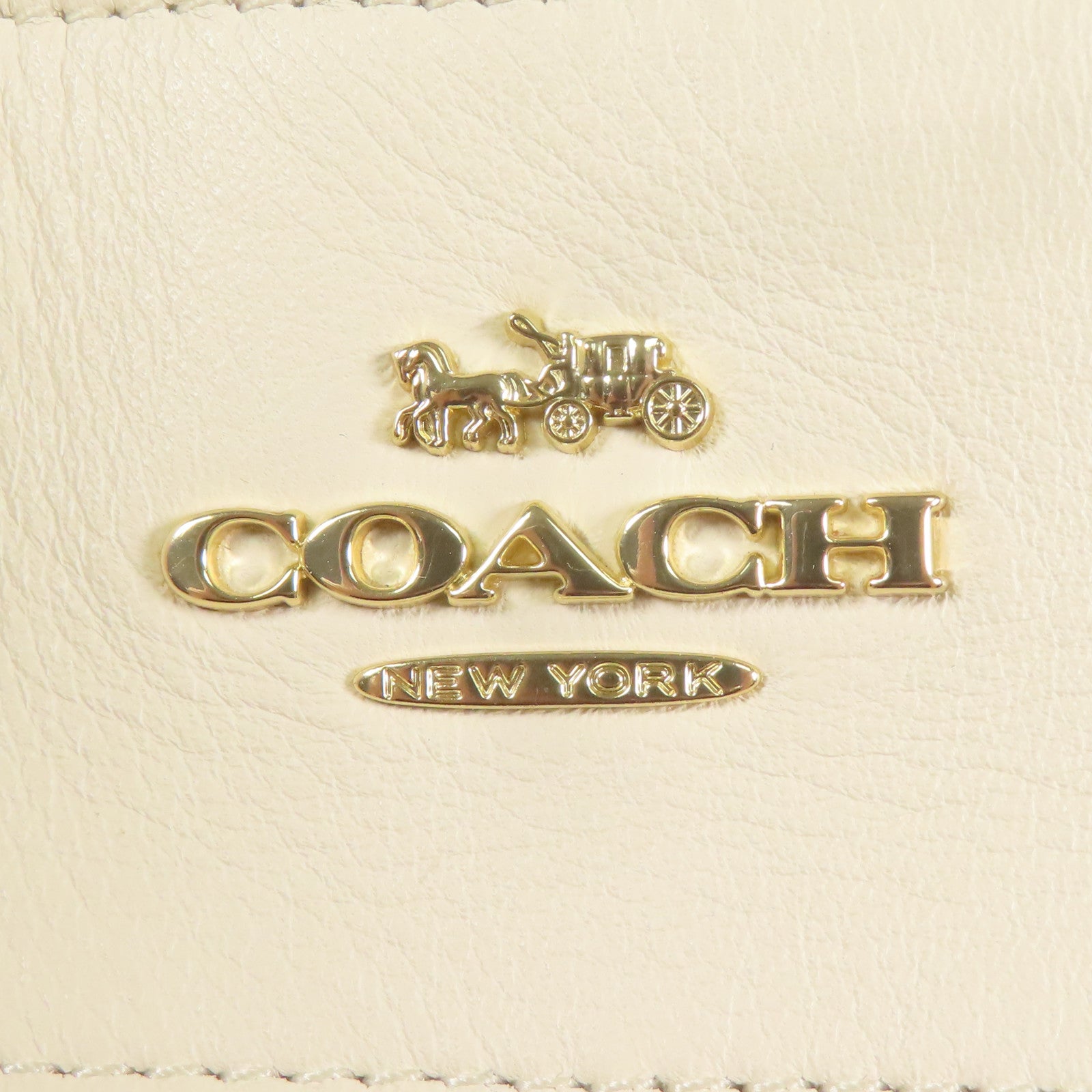 COACH GHW Shoulder Bag Calfskin Leather White
