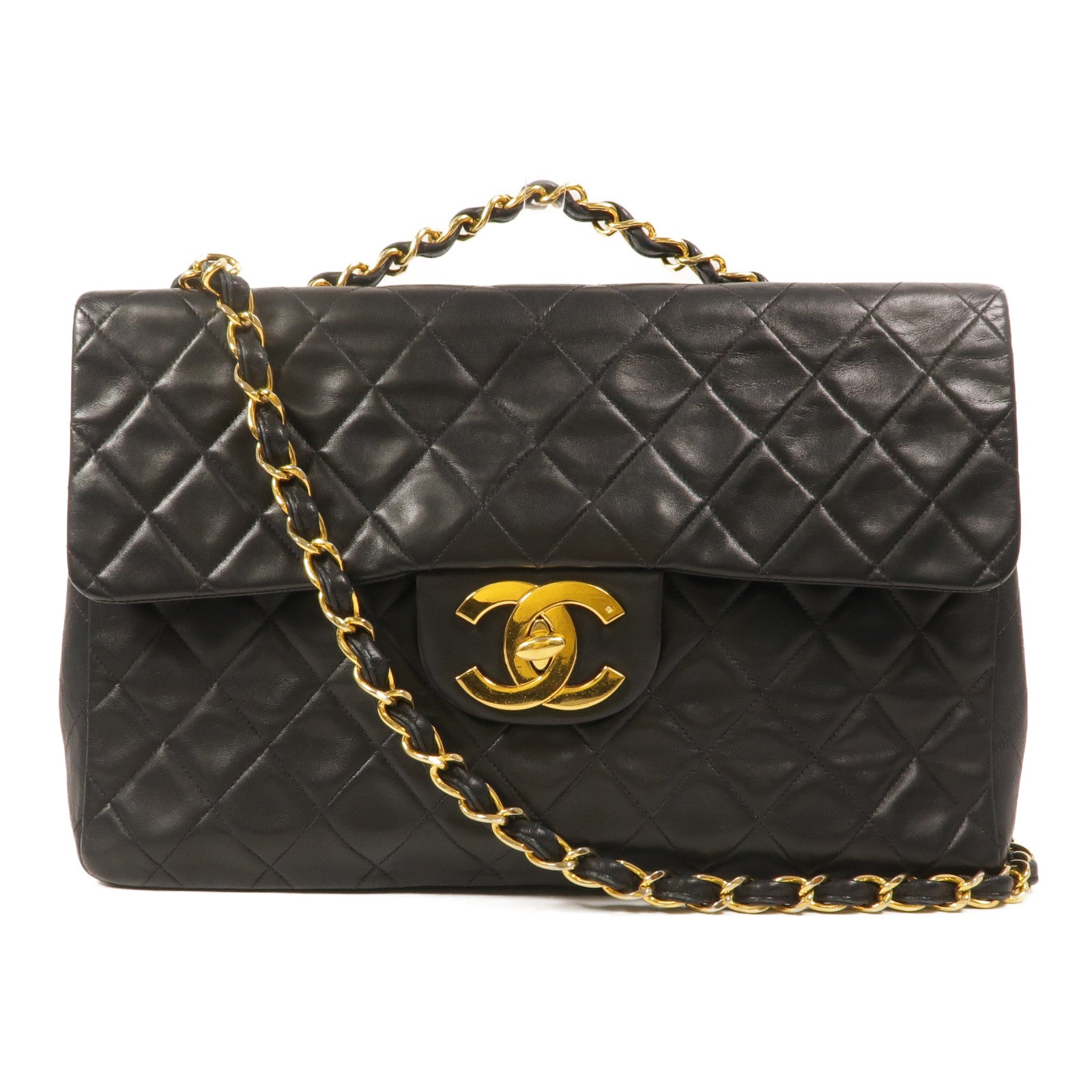 CHANEL 羊皮皮革Vintage Chain Shoulder手挽肩背兩用袋