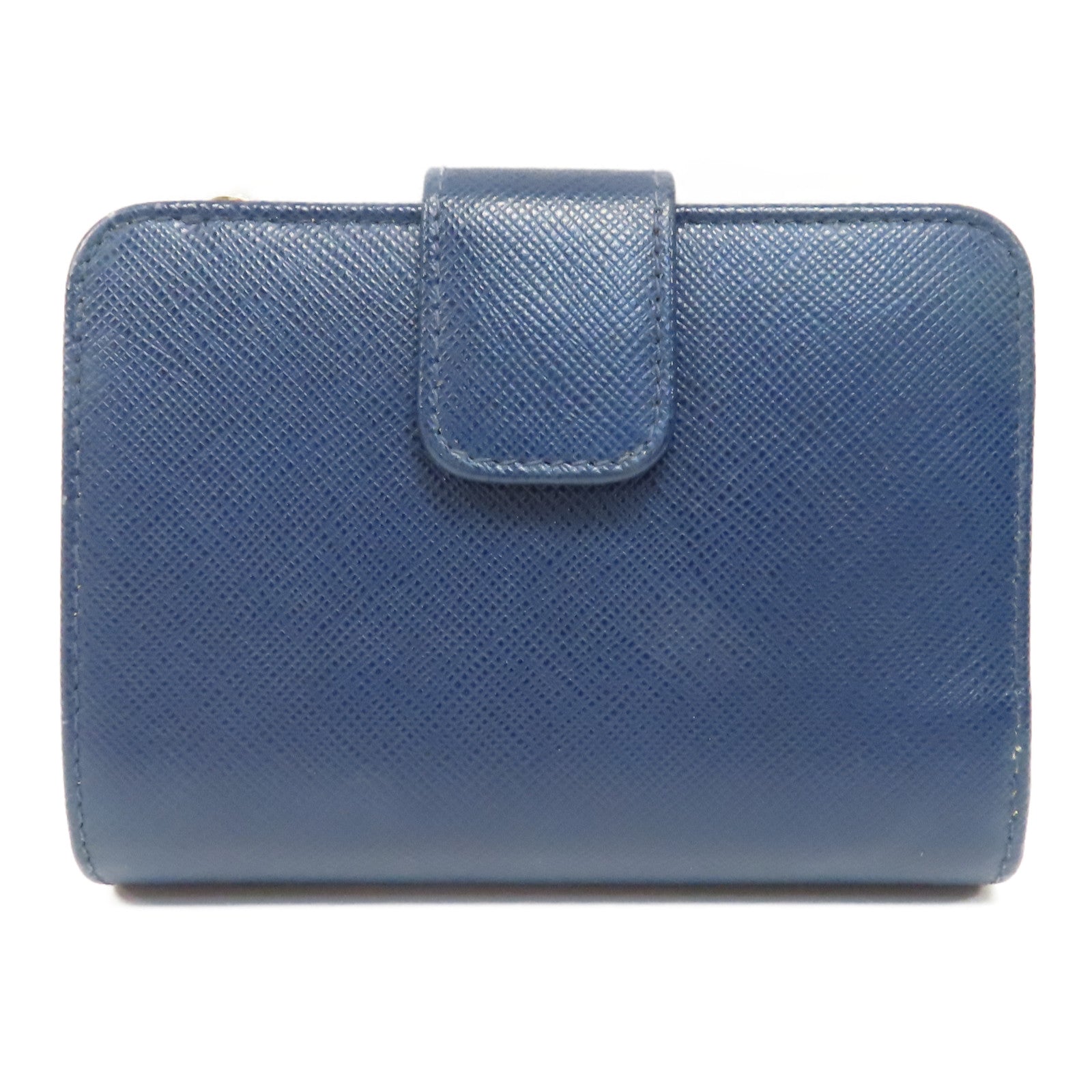 PRADA 【激減優惠】牛皮皮革Wallet金扣錢包藍色