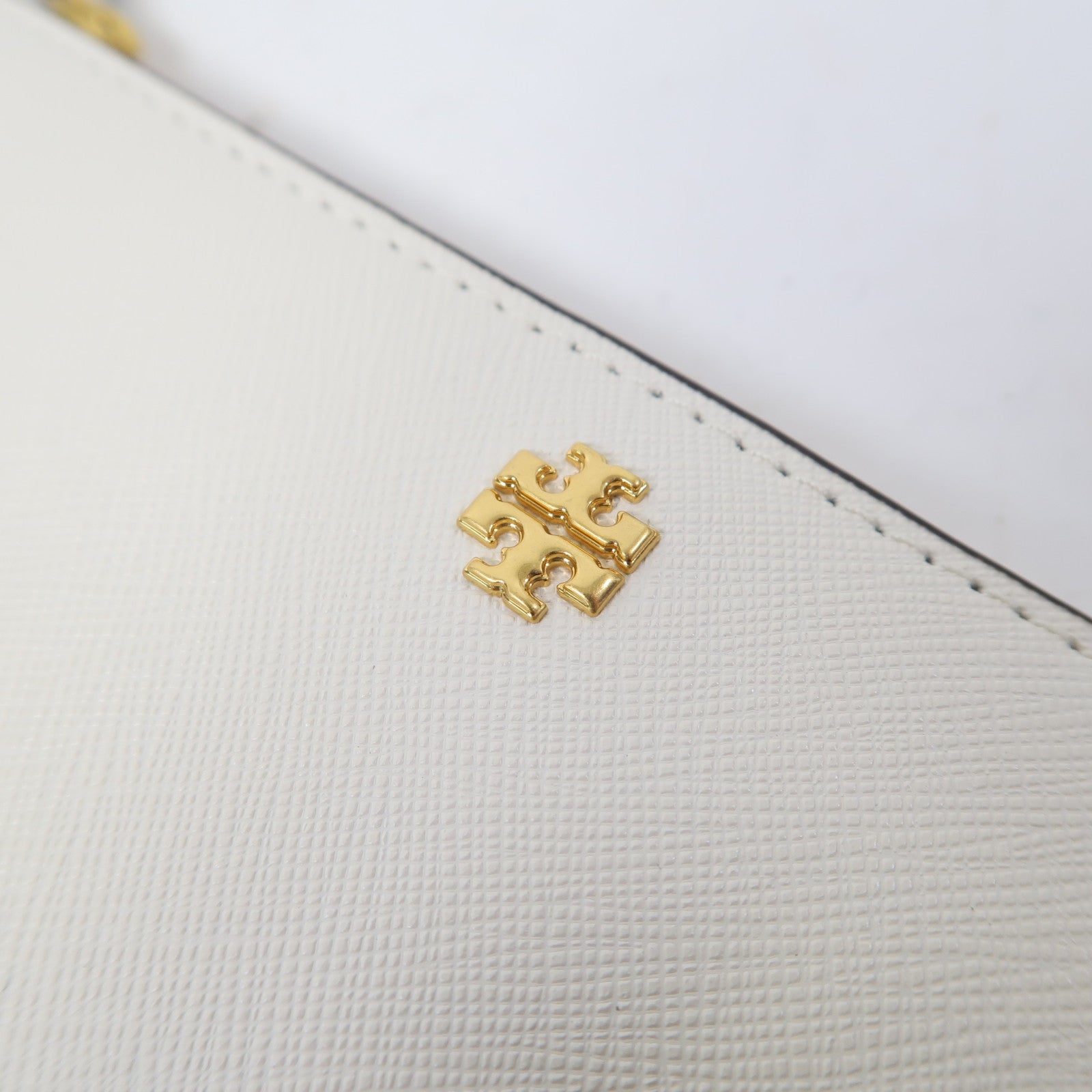 Tory Burch 牛皮皮革Zipper Long Wallet金扣長錢包白色
