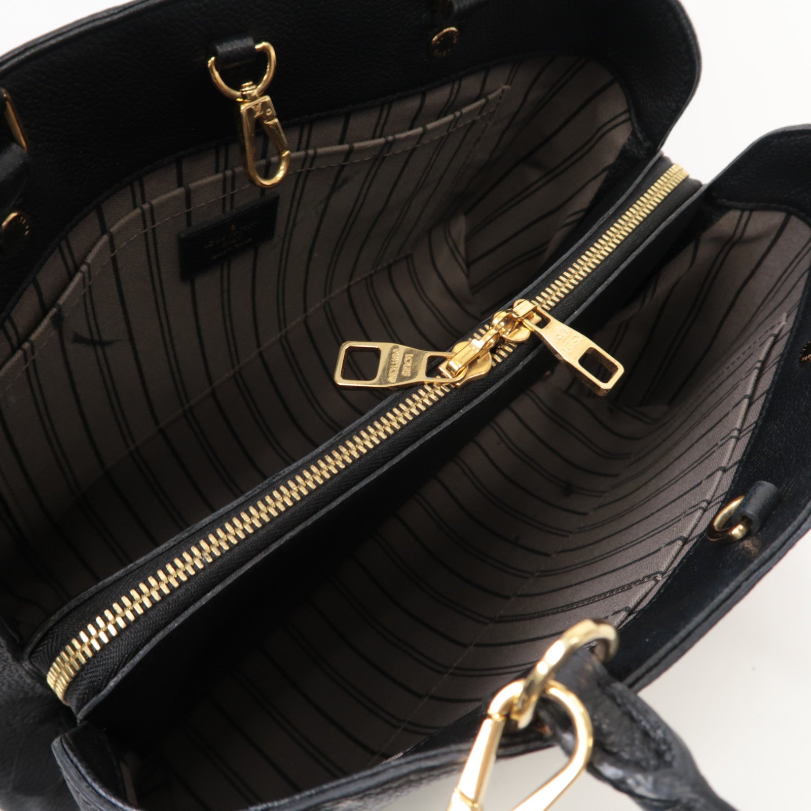LOUIS VUITTON Monogram Empreinte Montaigne MM手挽肩背兩用袋黑色