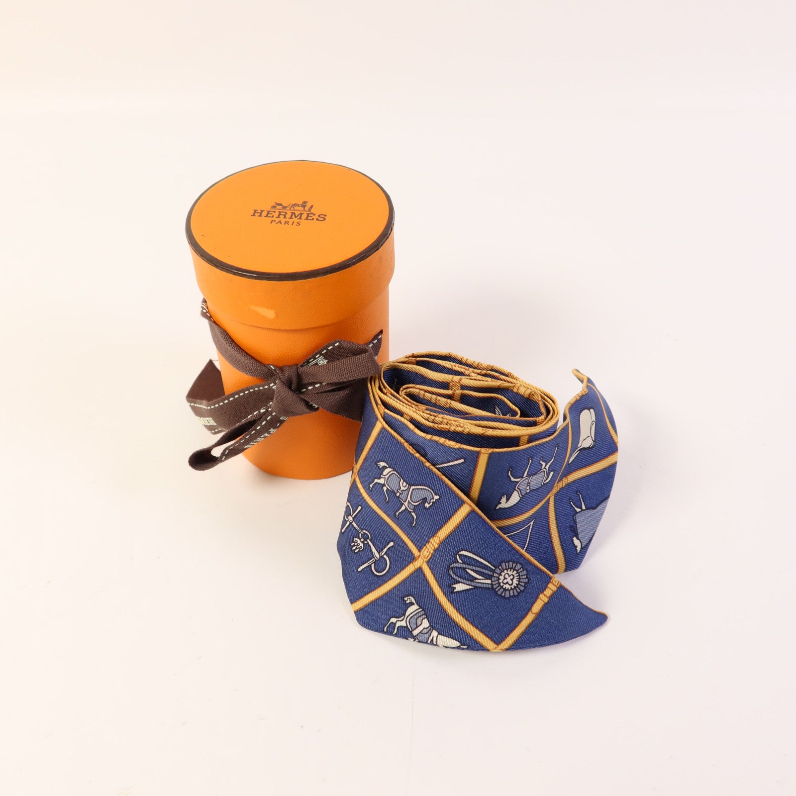 HERMES 絲質Twilly絲巾Blue