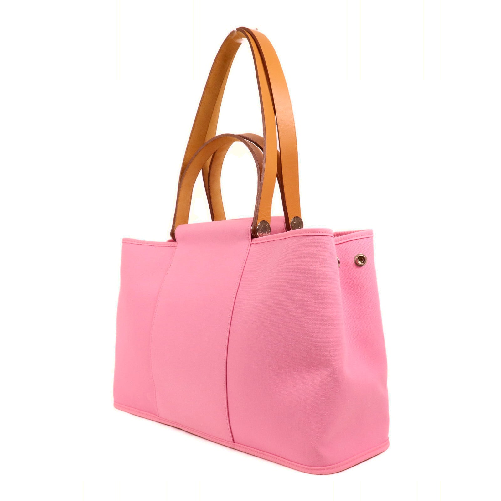 HERMES 帆布Cabag銀扣手挽肩背兩用袋