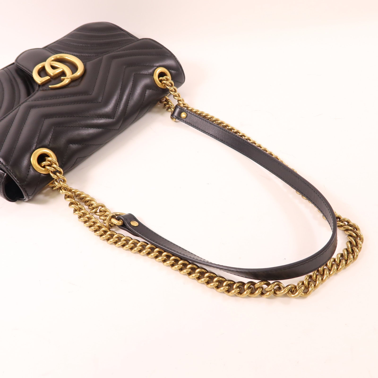 GUCCI 牛皮皮革GG Marmont Small Shoulder Bag金扣鏈帶肩背袋