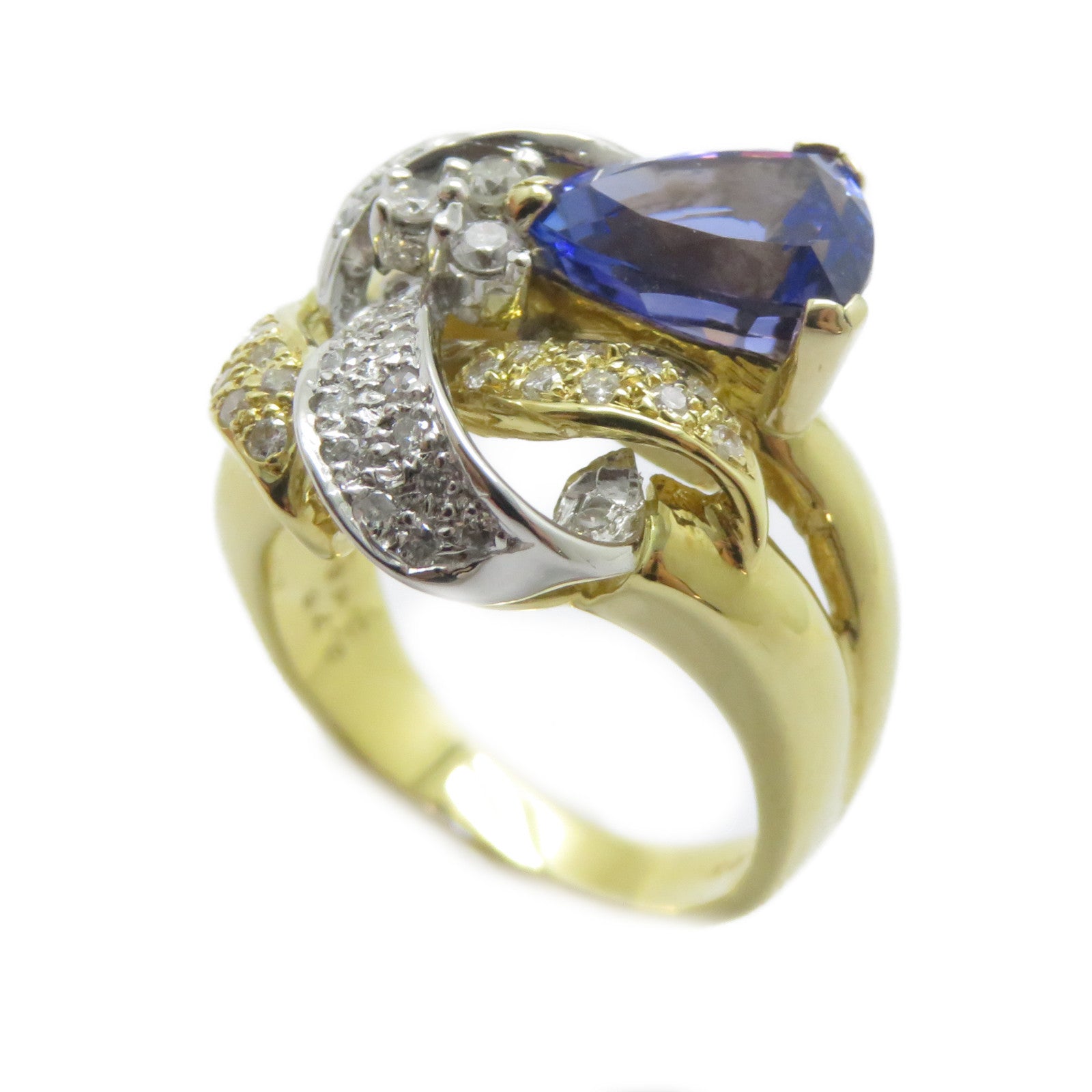 JEWELRY 【激減優惠】18K黃金/PT900鉑金Tanzanite Ring 2.76ct坦桑石/0.45ct鑽石戒指US#6