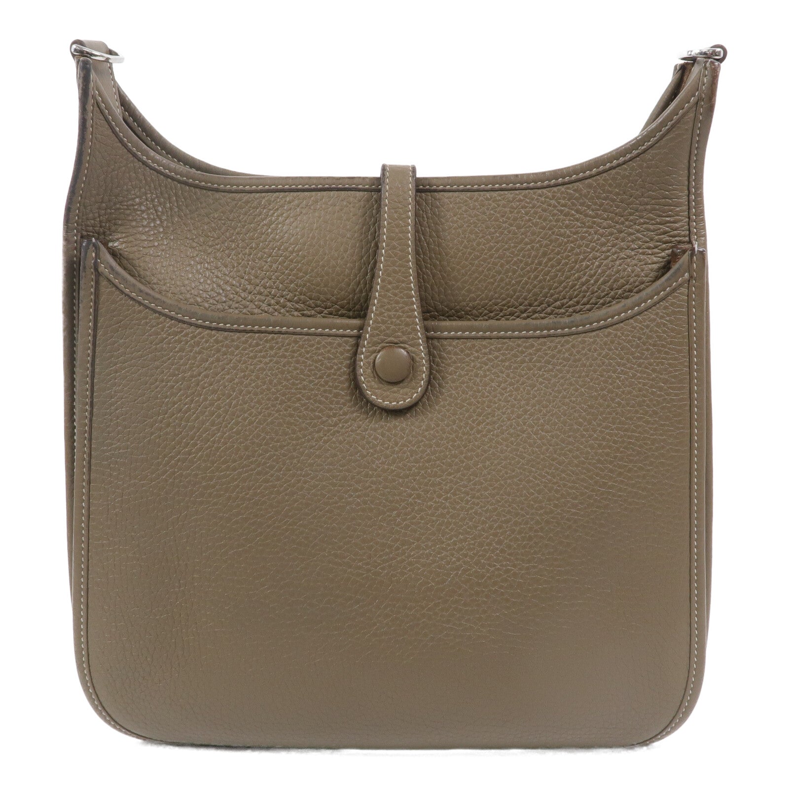 HERMES Clemence皮革Evelyne PM肩背袋Etoupe