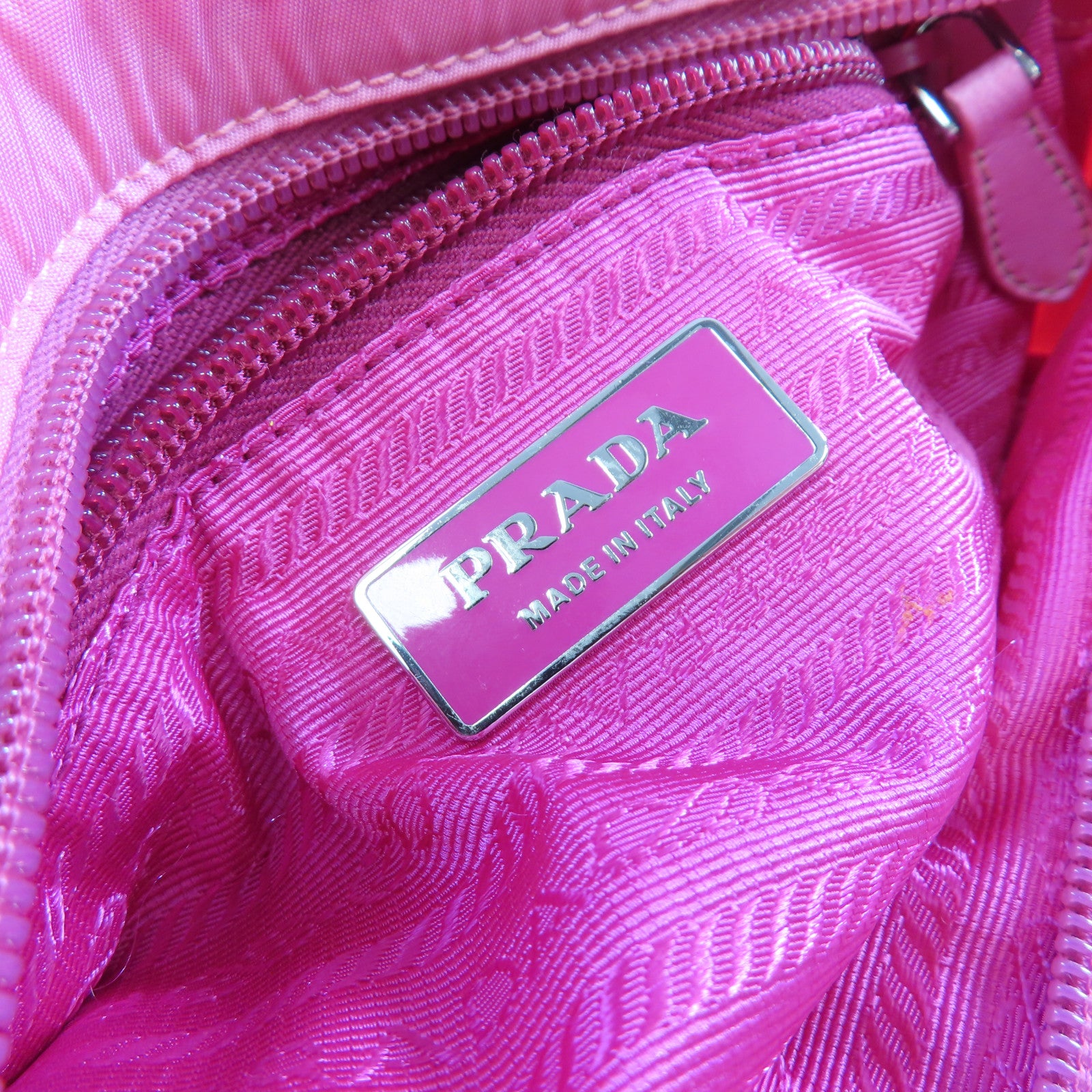 PRADA 尼龍2Way Shoulder Bag銀扣手挽肩背兩用袋粉紅色