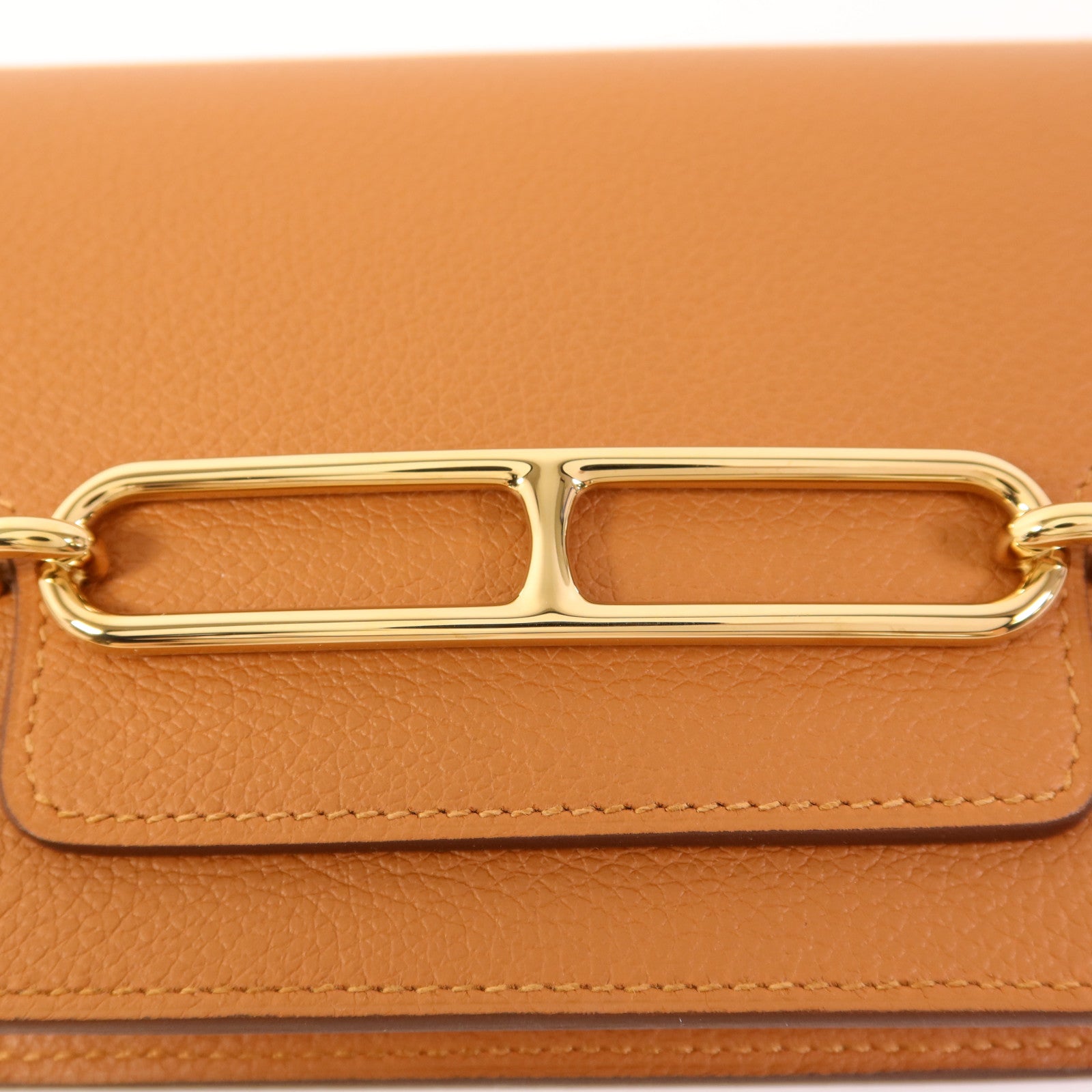 HERMES Evercolor皮革Roulis Slim金扣手拿包Gold