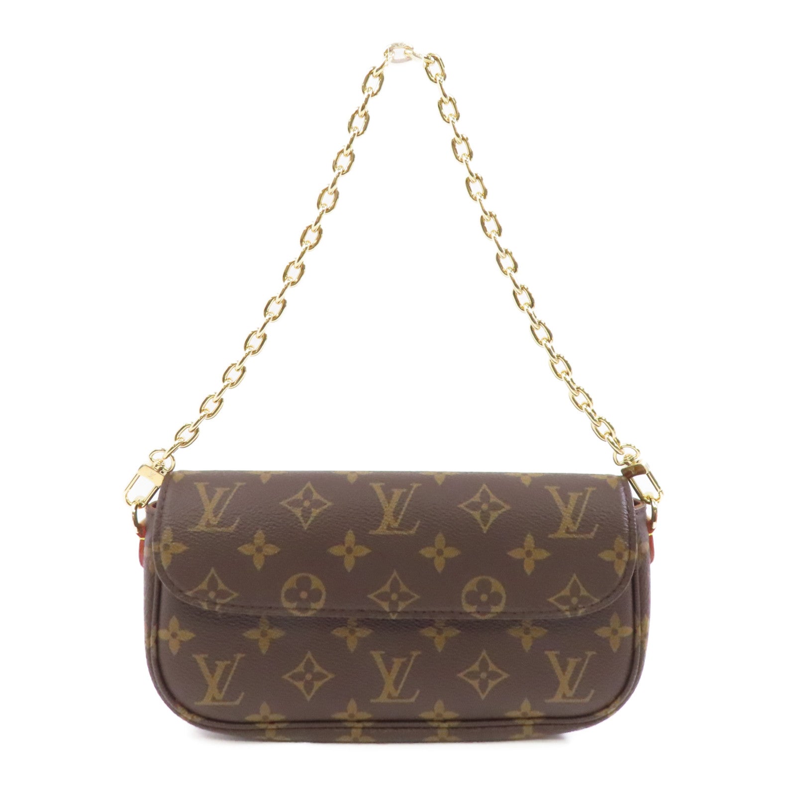 LOUIS VUITTON Monogram Wallet On Chain Ivy金扣鏈帶肩背袋啡色