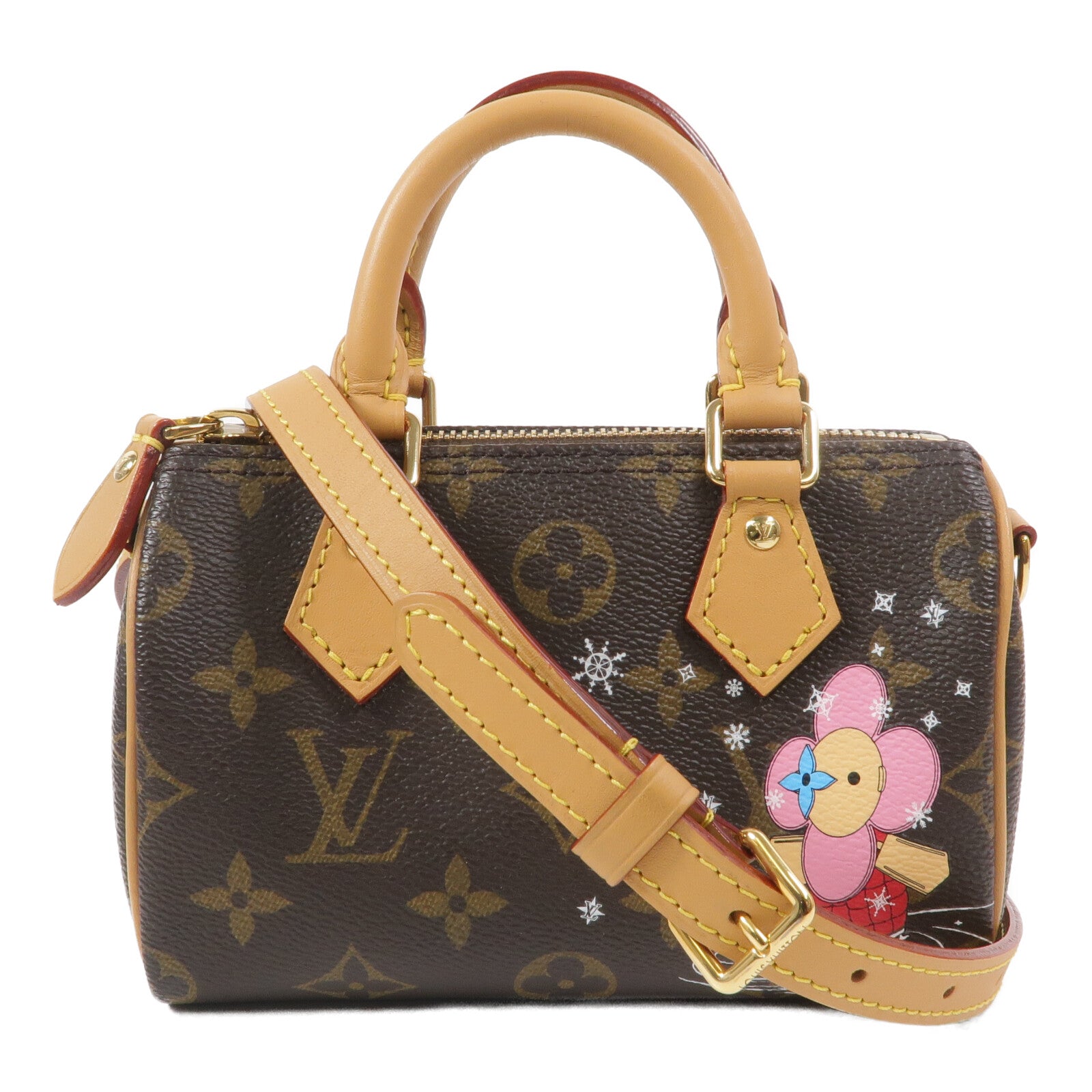 LOUIS VUITTON Monogram Vivienne Nano Speedy金扣手挽肩背兩用袋