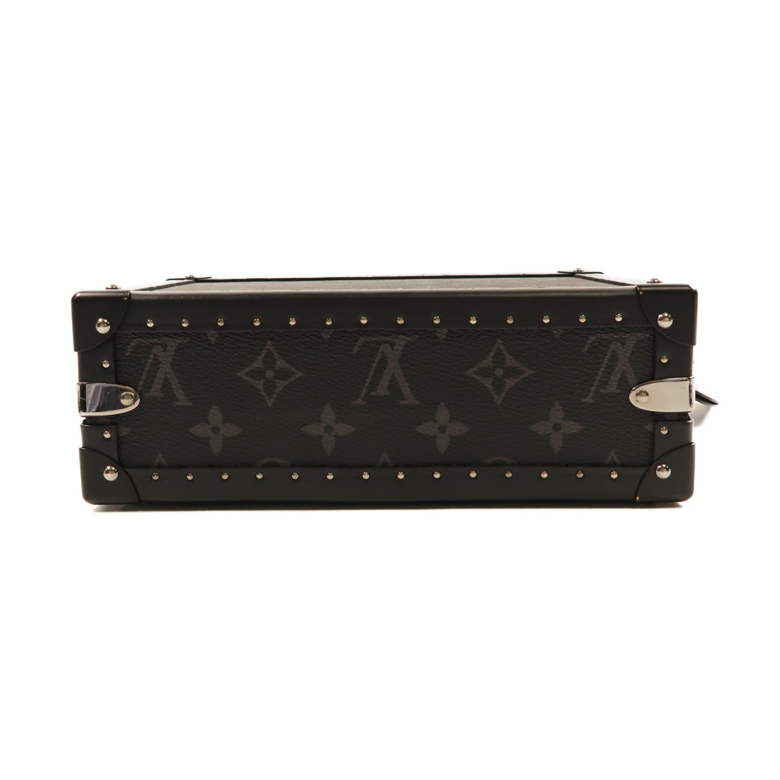 LOUIS VUITTON Monogram Eclipse Clutch Box銀扣肩背袋黑色
