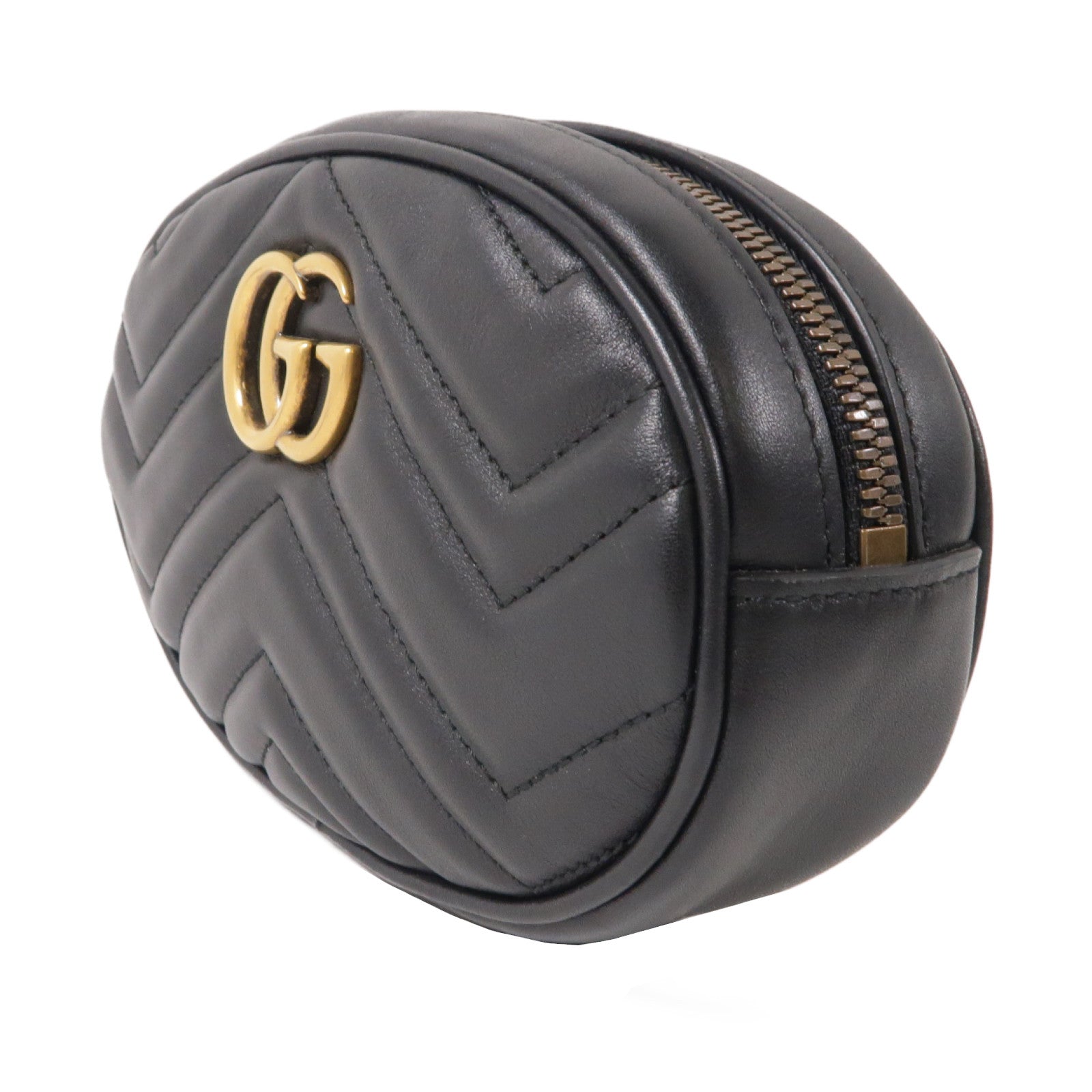 GUCCI 【激減優惠】牛皮皮革GG Marmont Belt Bag金扣腰包黑色