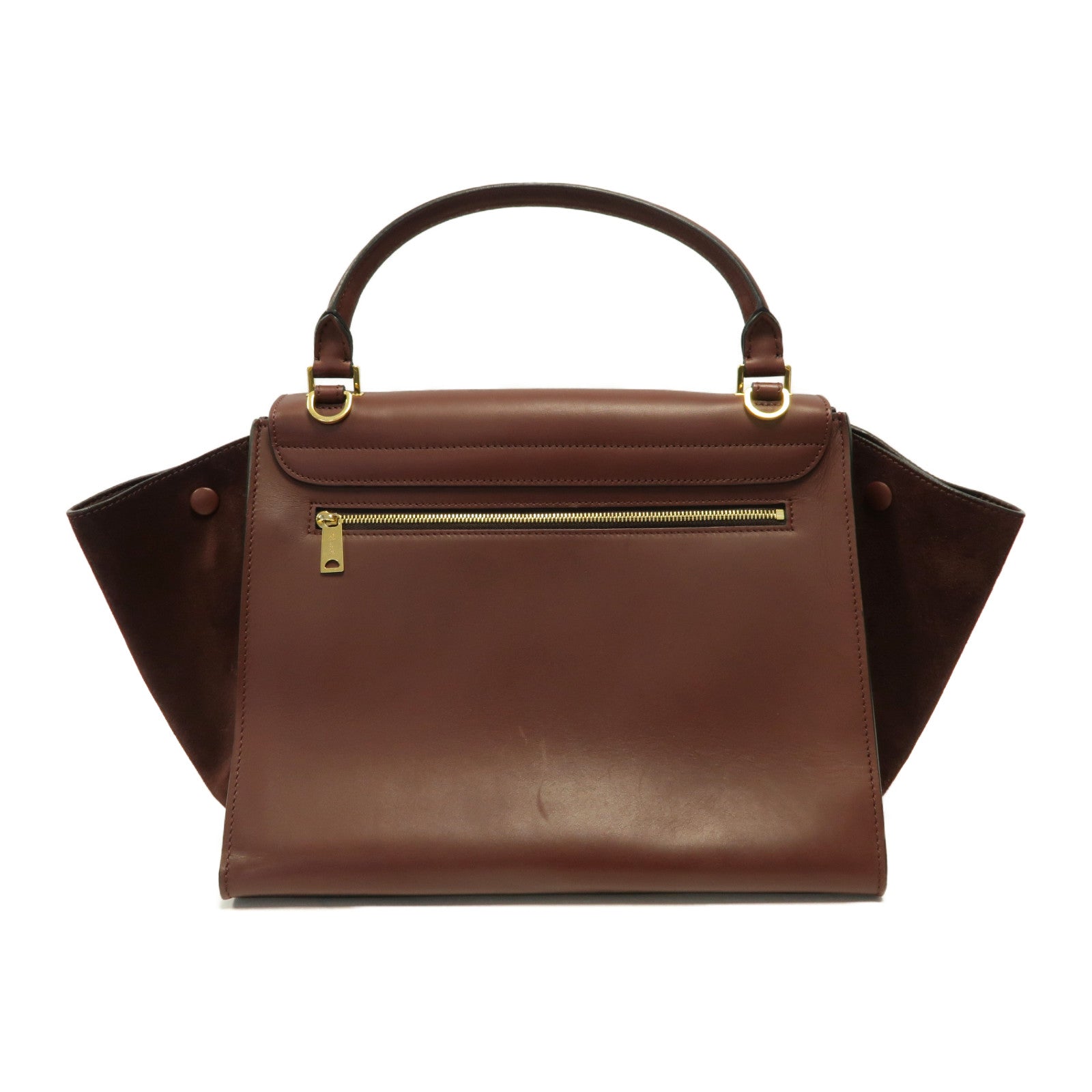 CELINE **【激減優惠】牛皮皮革Trapeze金扣手挽肩背兩用袋紅棕色