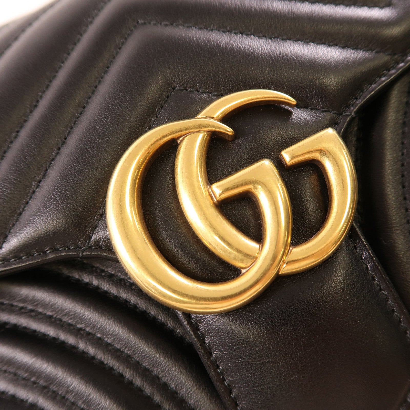 GUCCI 牛皮皮革GG Marmont Small Shoulder Bag金扣鏈帶肩背袋