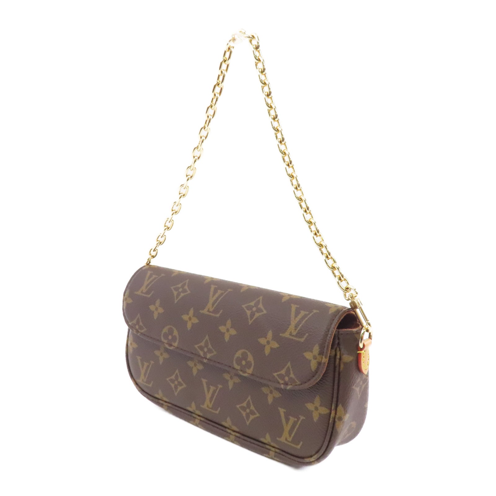 LOUIS VUITTON Monogram Wallet On Chain Ivy金扣鏈帶肩背袋啡色