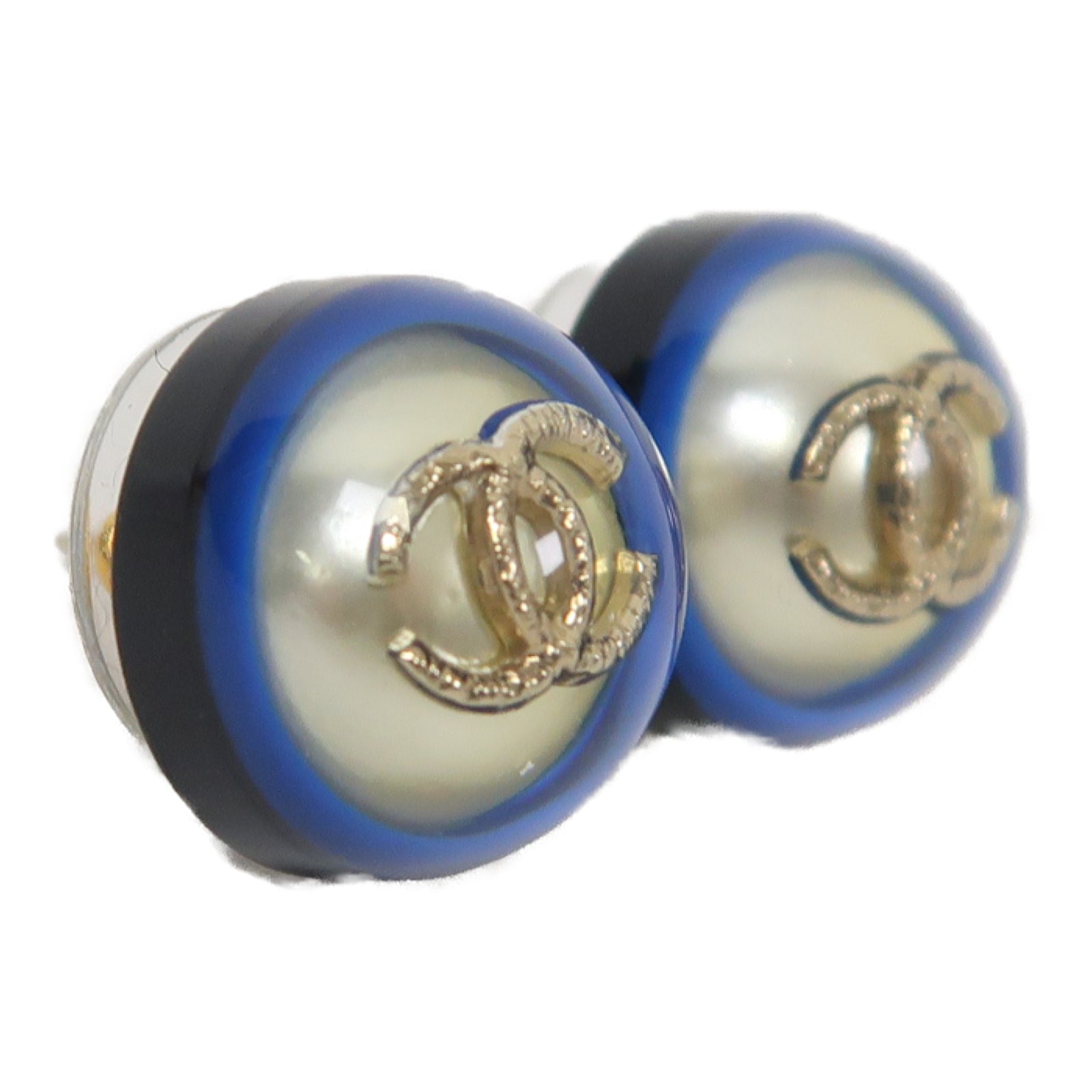 CHANEL 金屬Earrings耳環藍色/金色/黑色