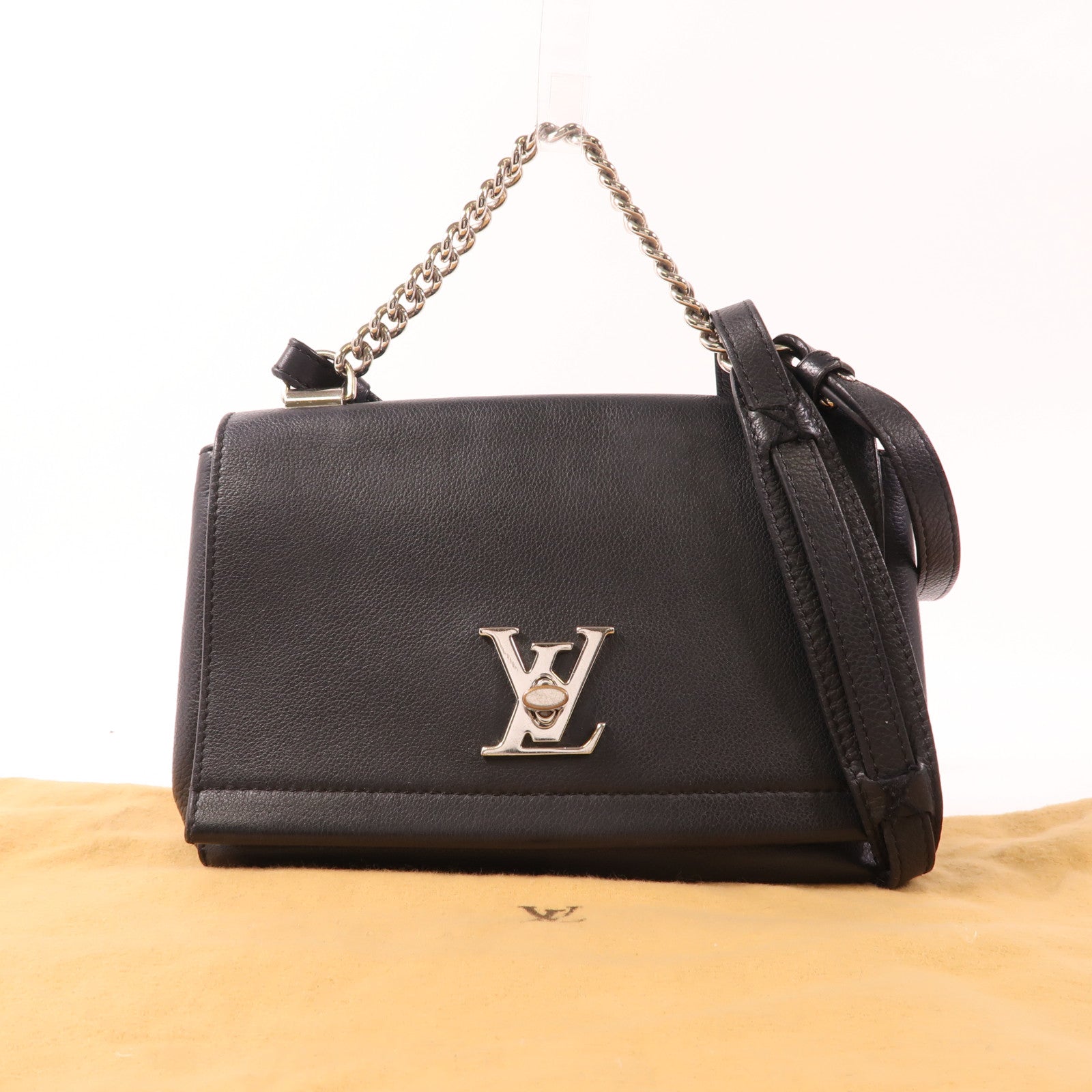 LOUIS VUITTON 牛皮皮革Lockme II BB銀扣手挽肩背兩用袋