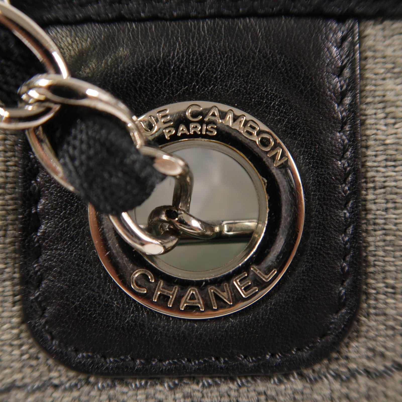 CHANEL 帆布Deauville Tote銀扣肩背袋